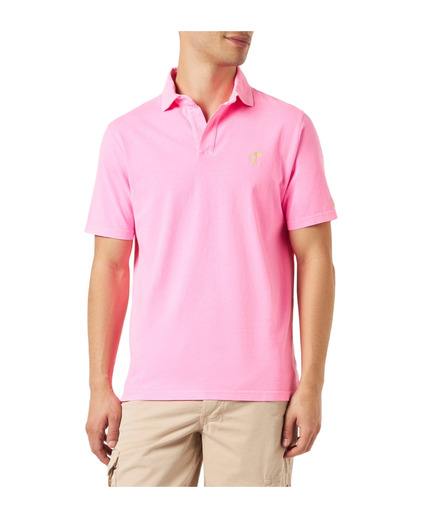 MC2 Saint Barth Fluo Pink Cotton Jersey Man Polo - FLUO