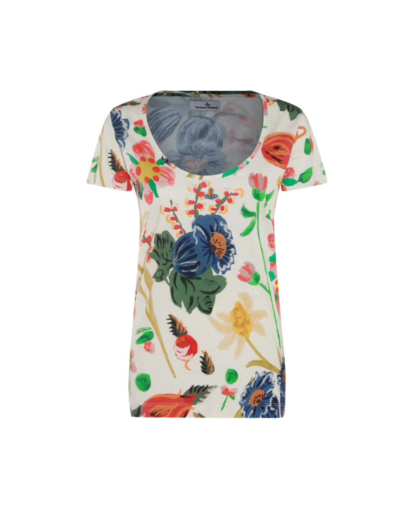 Vivienne Westwood Cream Multicolour Cotton T-shirt - FOLKLORE FLOWER