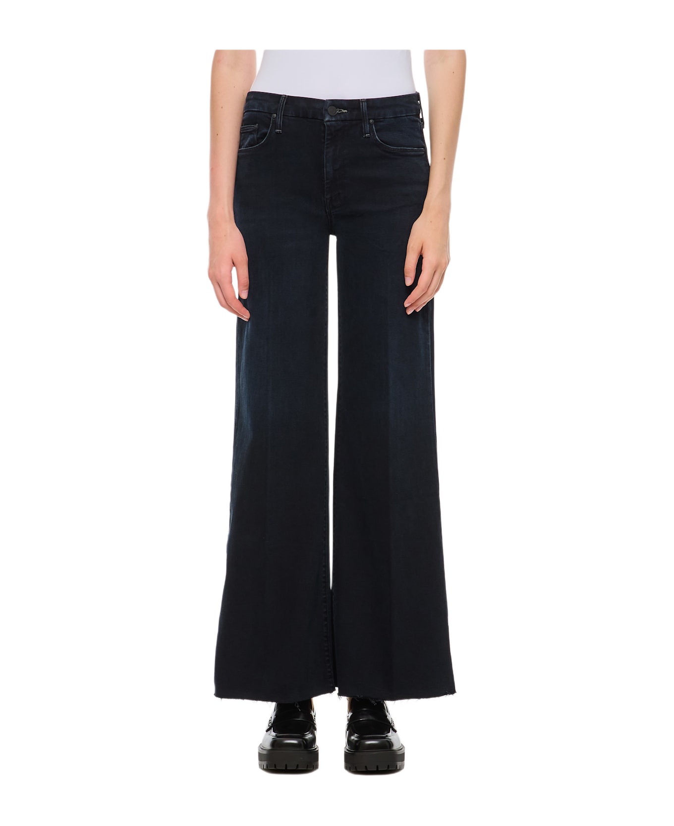 Mother The Roller Fray Denim Pants - Black