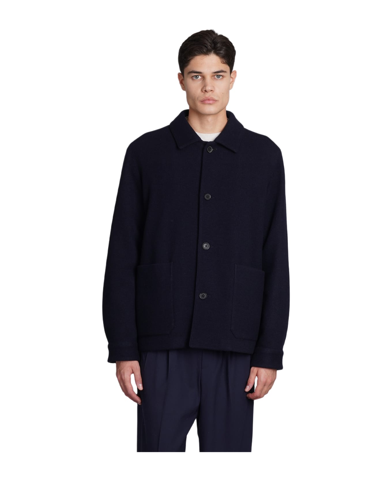 Zegna Coat In Blue Wool - blue