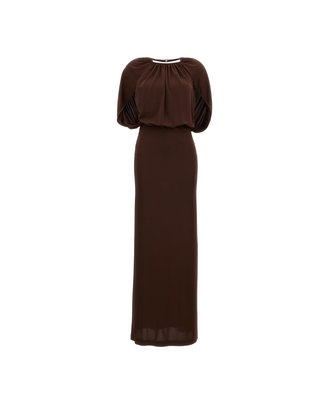 Des Phemmes Long Cape Dress - Brown