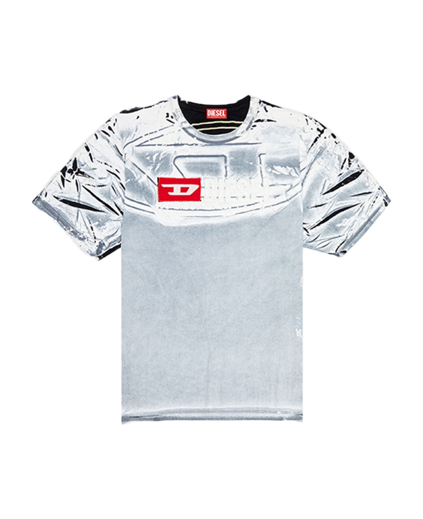 Diesel T-ox White t-shirt with coating and double front logo print - T Ox - Bianco/nero