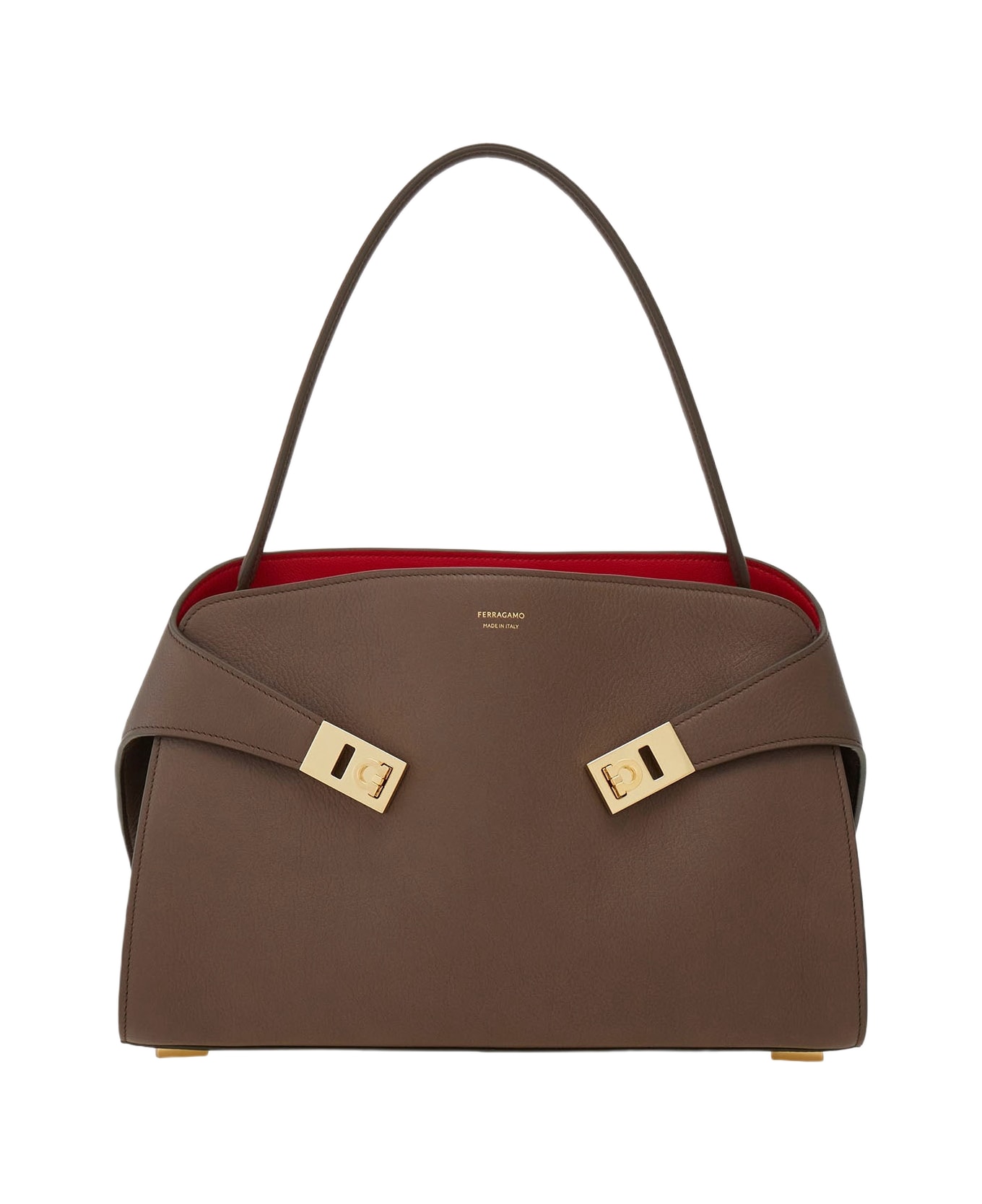 Ferragamo Hug Soft Leather Shoulder Bag - Brown