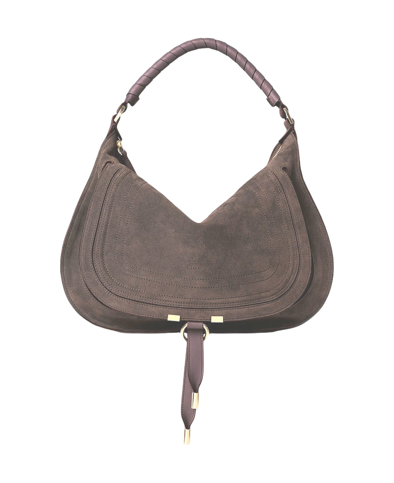 Chloé Marcie Suede Shoulder Bag - Beige