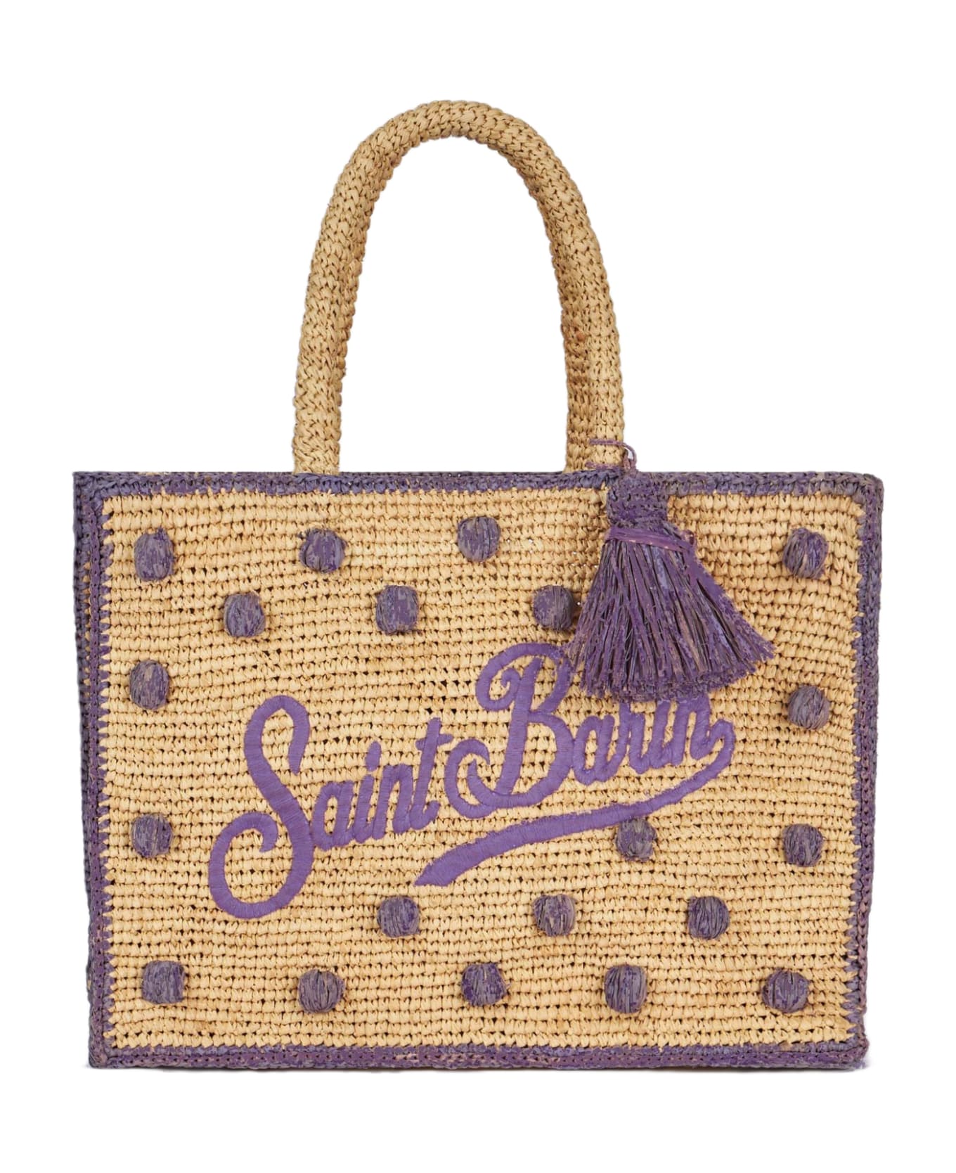 MC2 Saint Barth Polka Dots Terry Colette Raffia Handbag - PINK