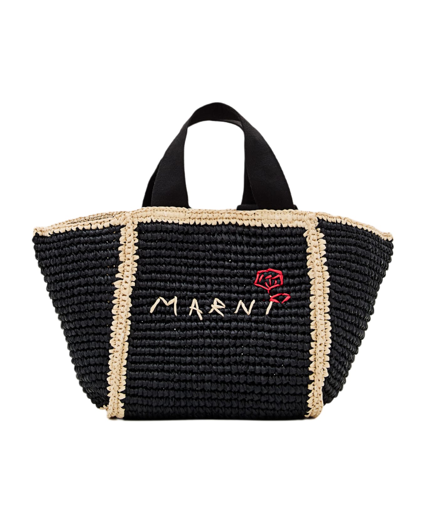 Marni Small Raffia Shopping Bag - Black ショルダーバッグ