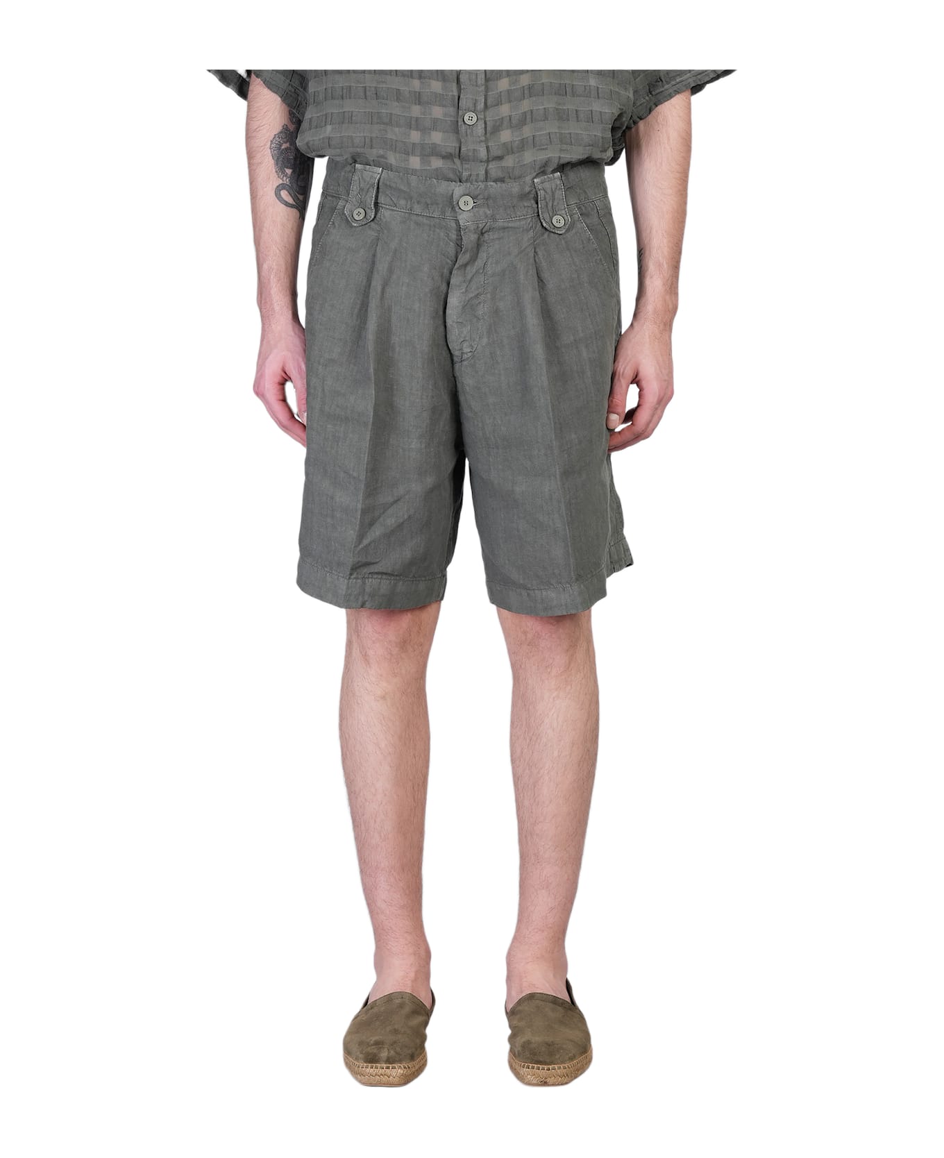 costumein Miaky B Shorts In Green Linen - green