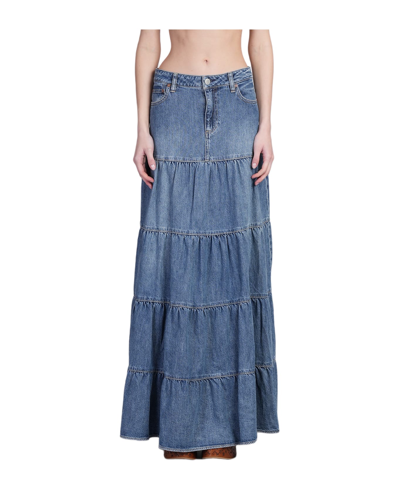 Alice + Olivia Mindy Skirt In Blue Cotton - blue