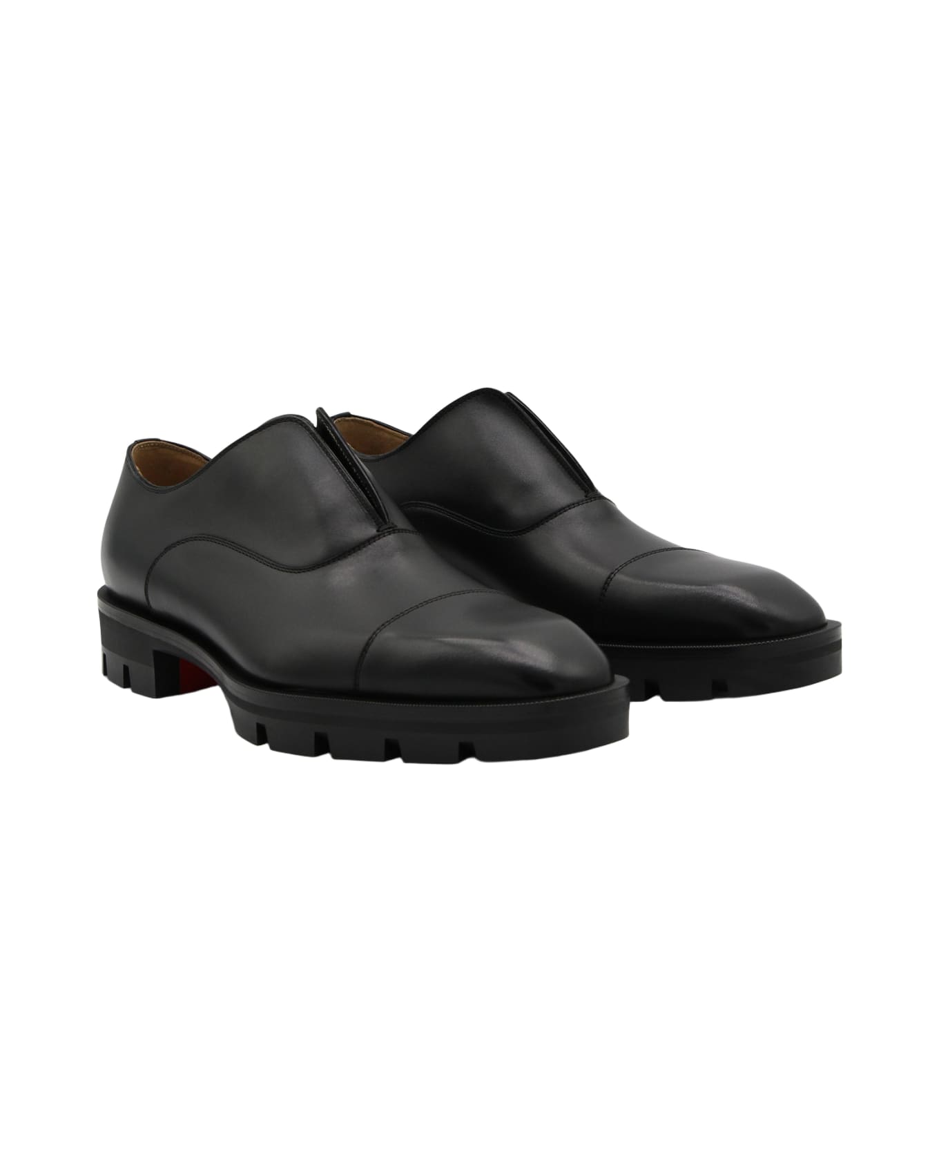 Christian Louboutin Black Leather Alpha Lion Formal Shoes - Black