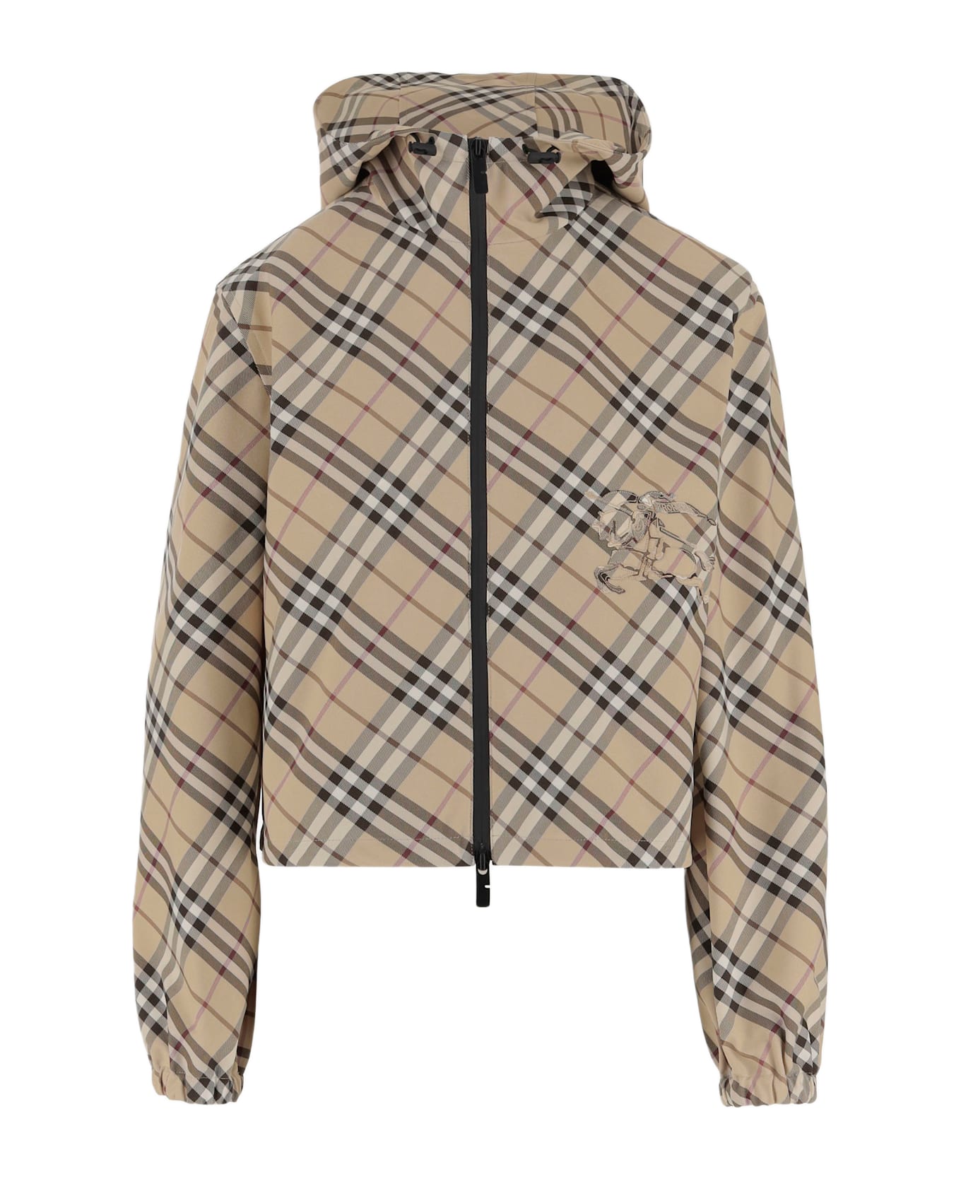 Burberry Check Jacket With Logo - Red