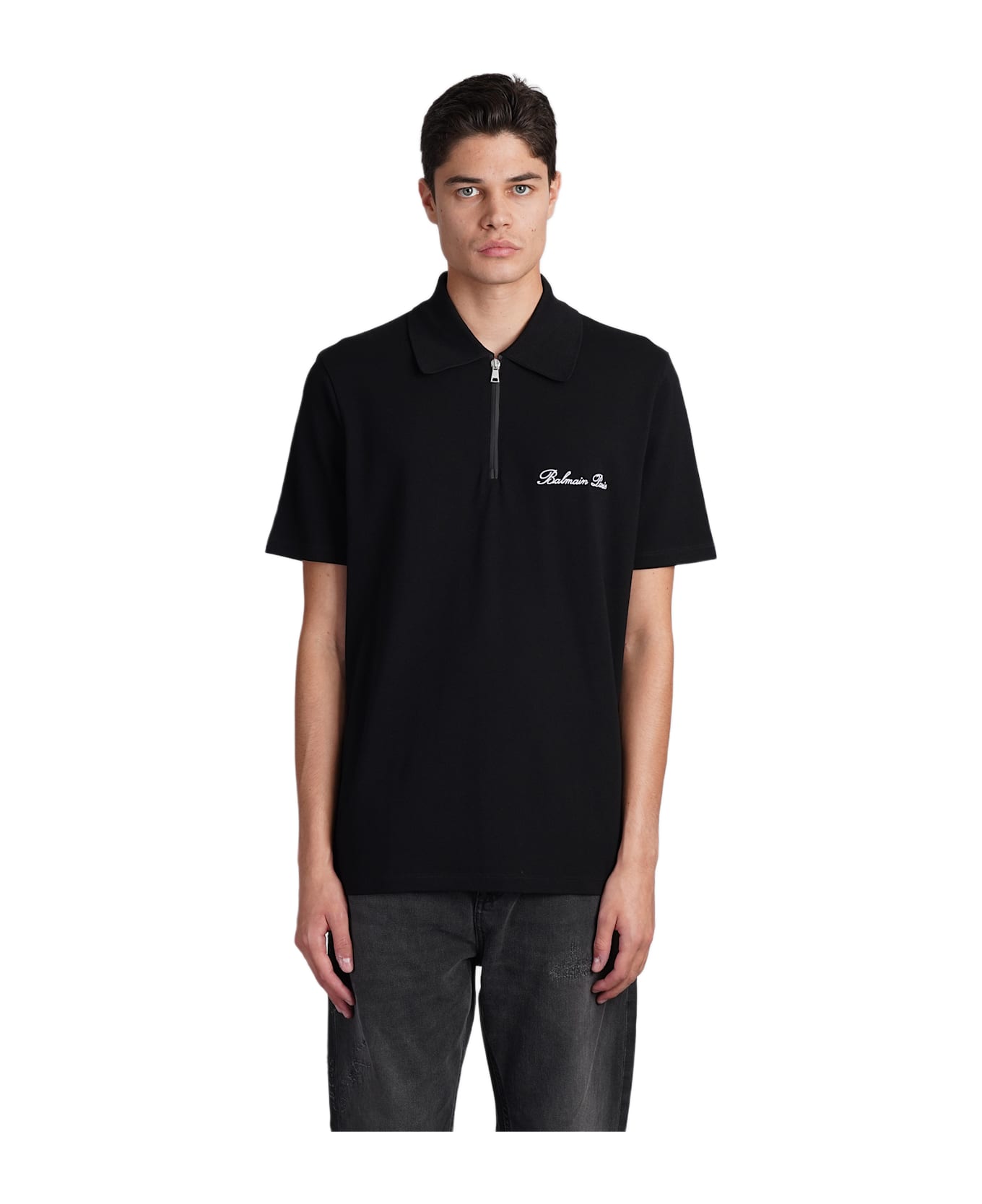 Balmain 'signature' Black Cotton Polo Shirt - black