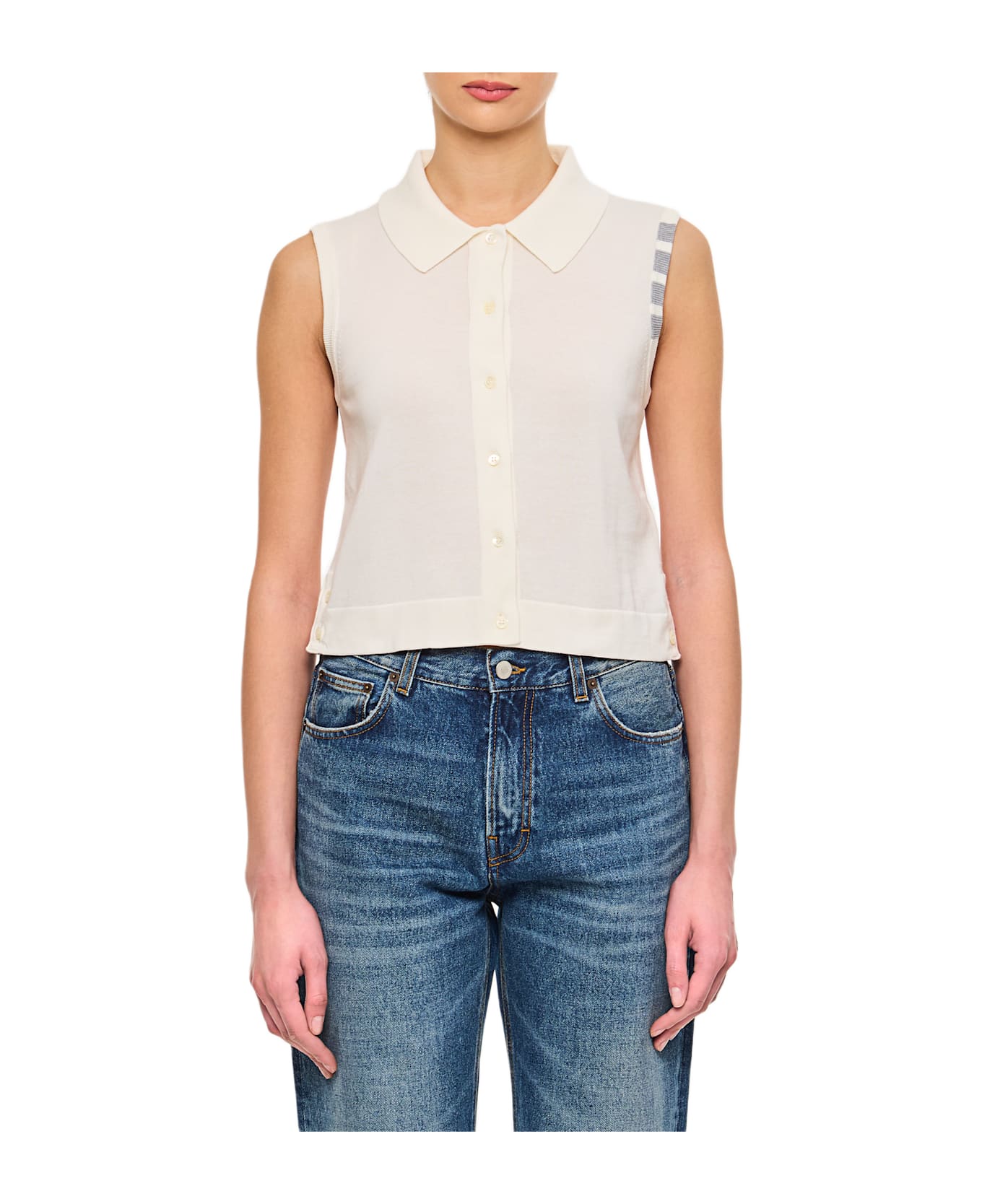 Thom Browne Sleeveless Jersey Shirt - WHITE
