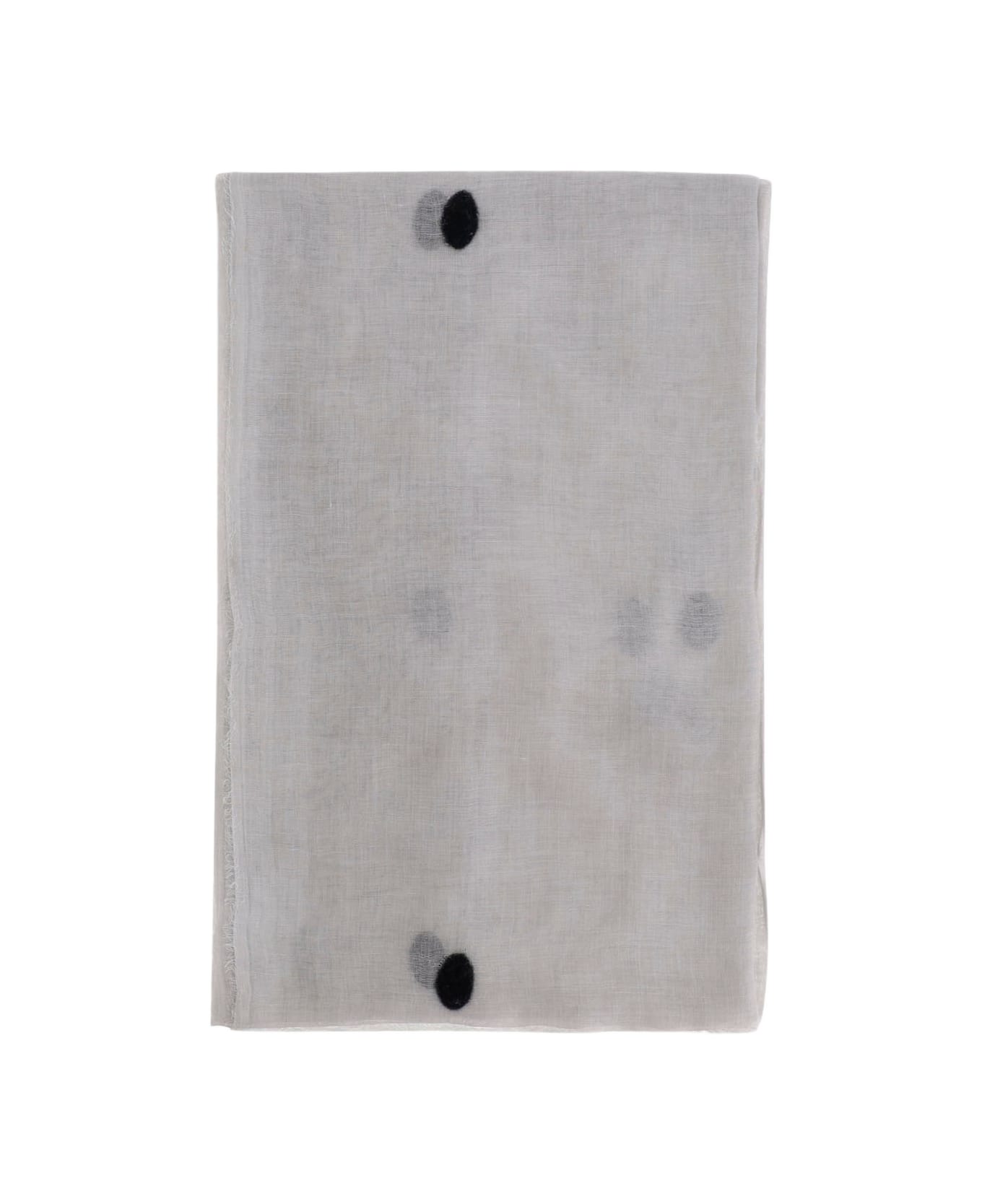 Faliero Sarti New Bonghino Silk Blend Scarf With Polka Dot Pattern - Grey
