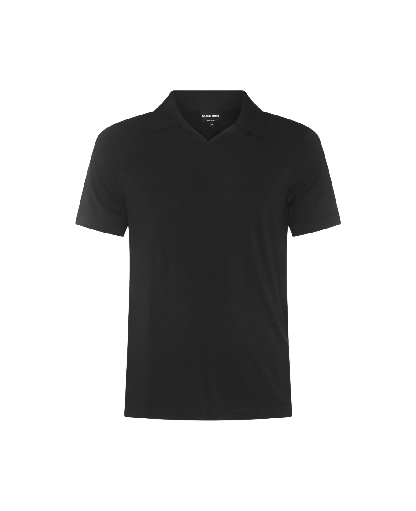 Giorgio Armani Black Cotton Polo Shirt - Black