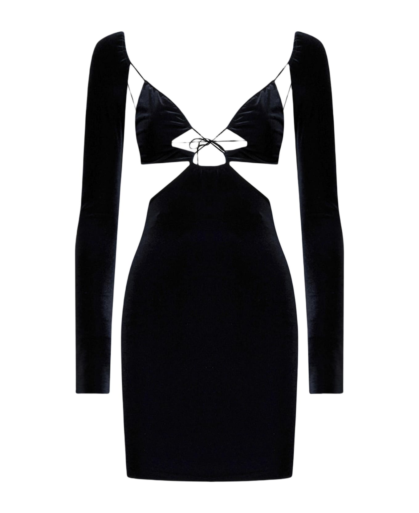 Amazuìn Azhar Velvet Cut-outs Mini Dress - Jet black
