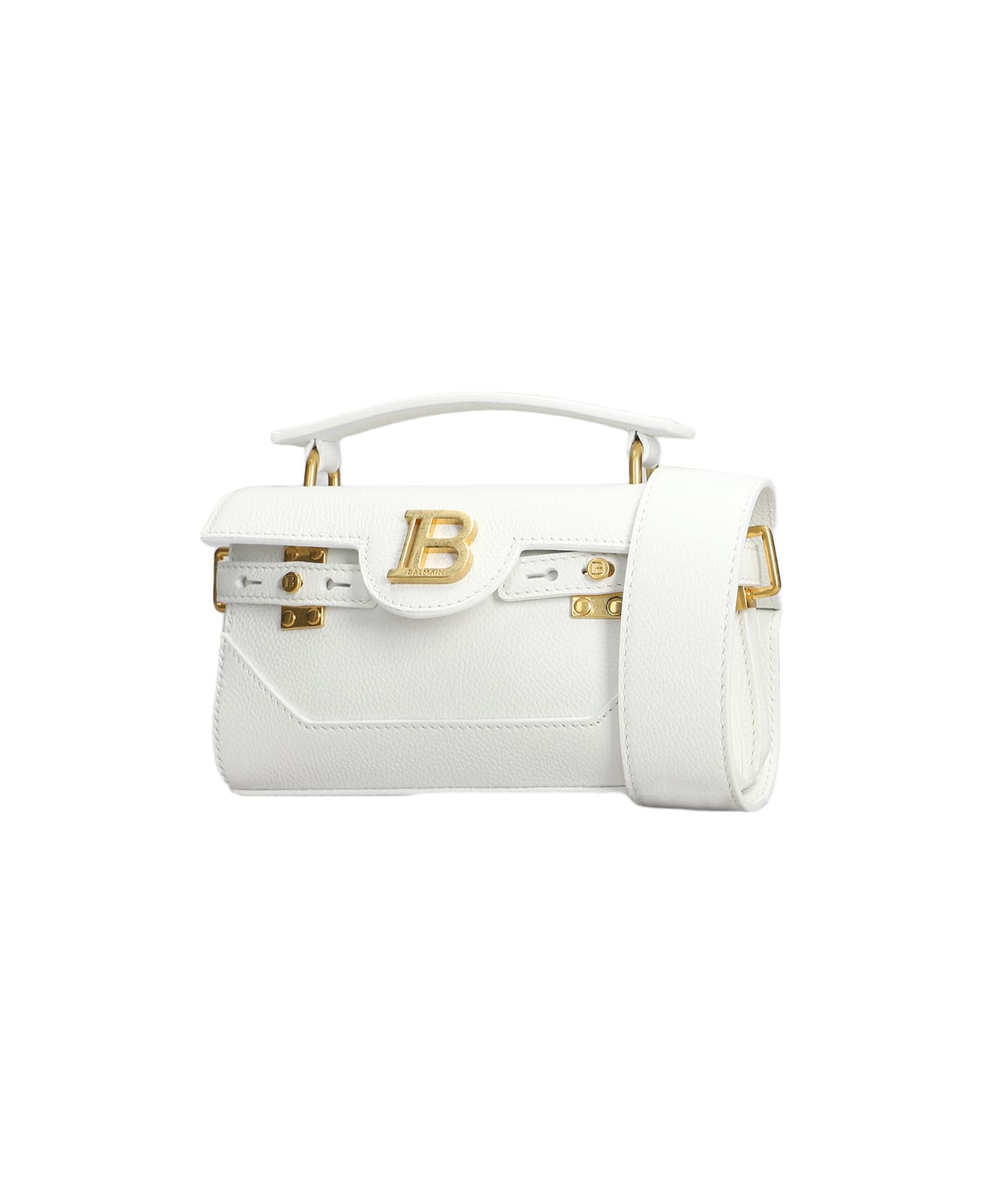Balmain B Buzz 19 Shoulder Bag In White Leather - white