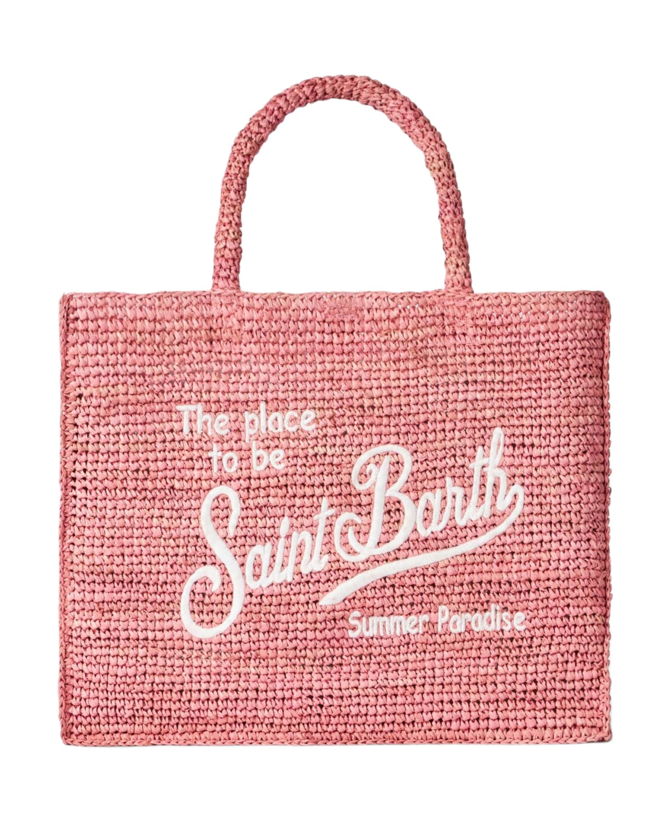 MC2 Saint Barth Vanity Pink Raffia Bag With Saint Barth Embroidery - PINK トートバッグ