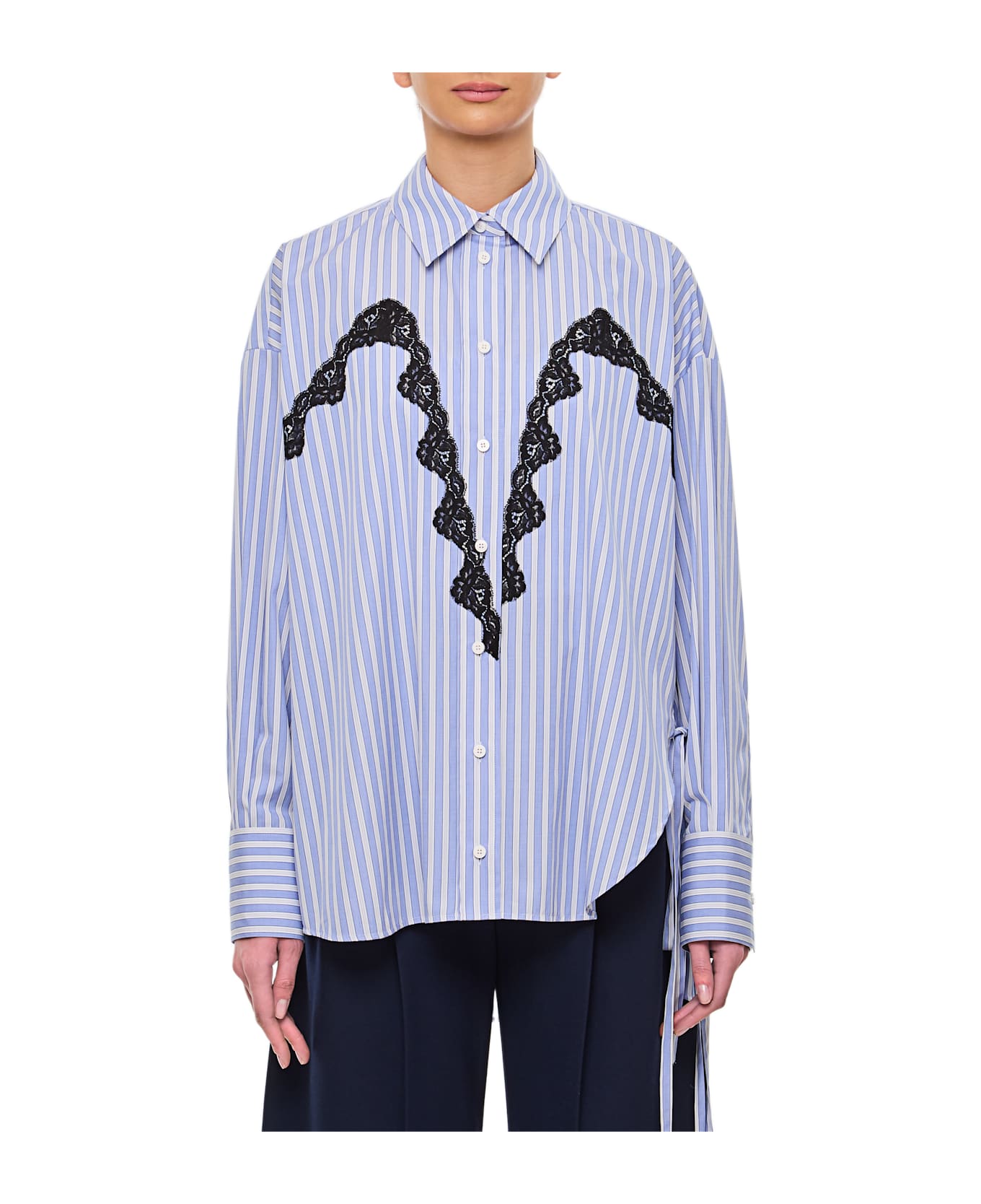 The Attico Striped Over Shirt - Clear Blue