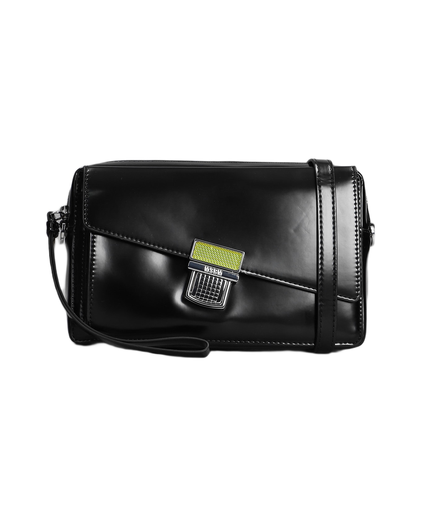 MSGM Shoulder Bag In Black Faux Leather