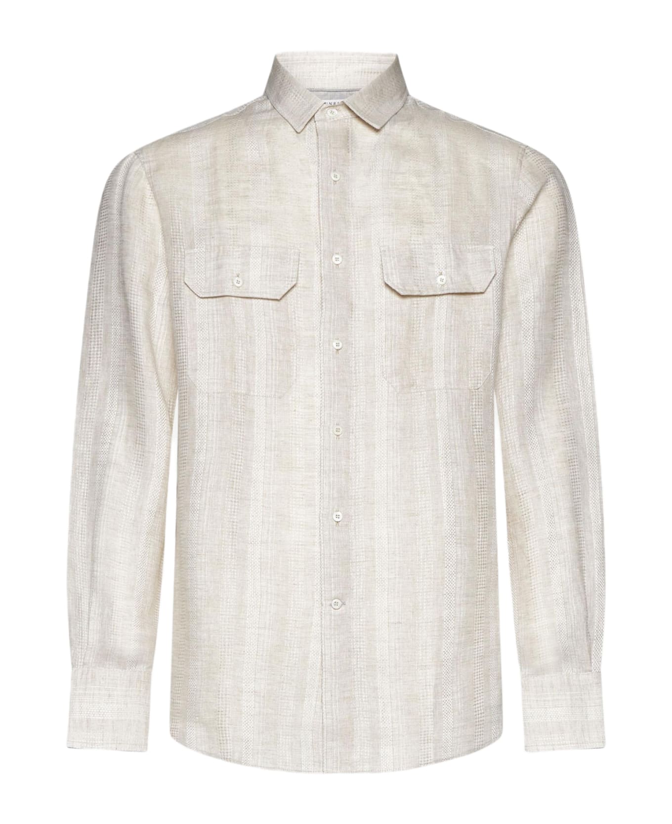 Brunello Cucinelli Striped Linen Shirt - Blue