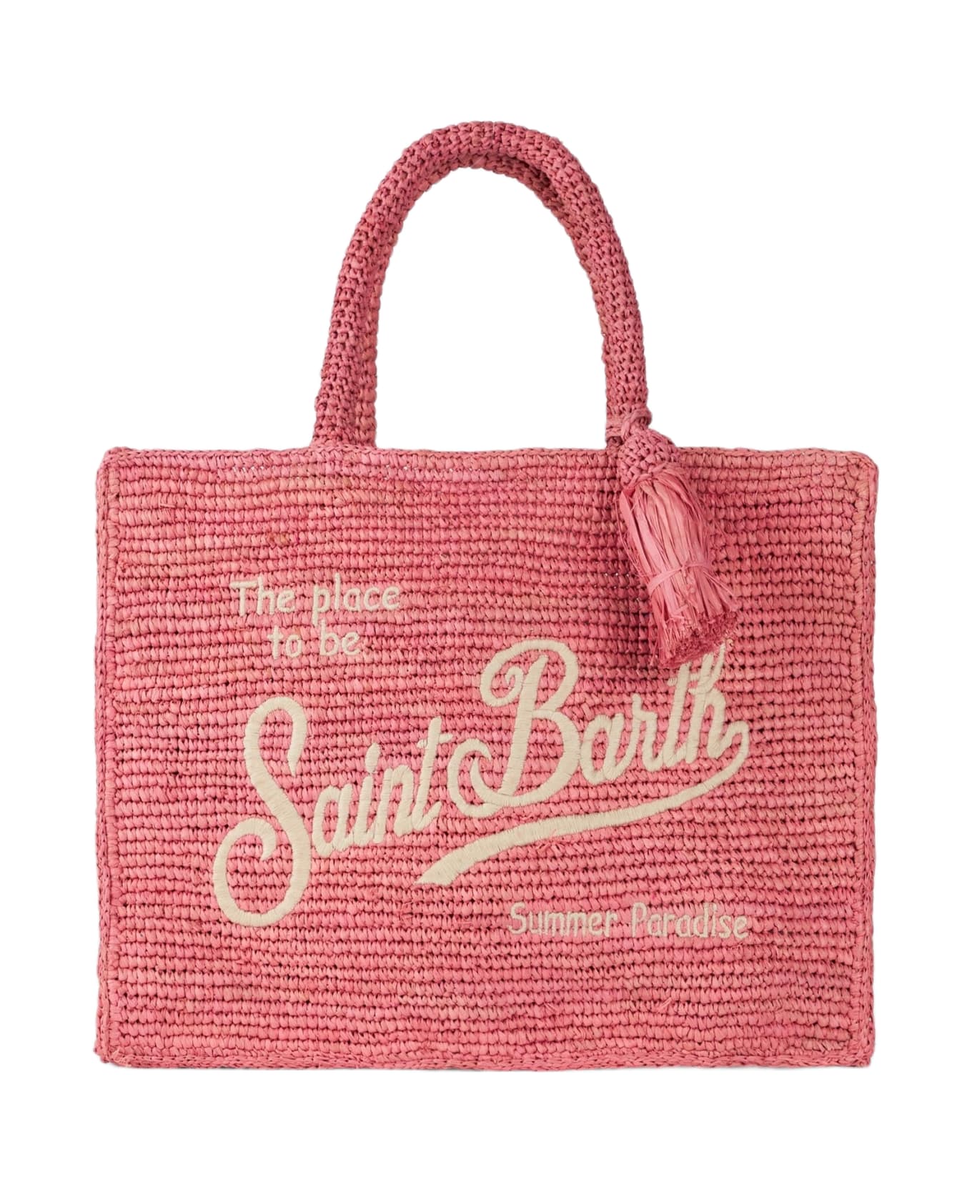 MC2 Saint Barth Pink Colette Raffia Handbag With Embroidery - PINK