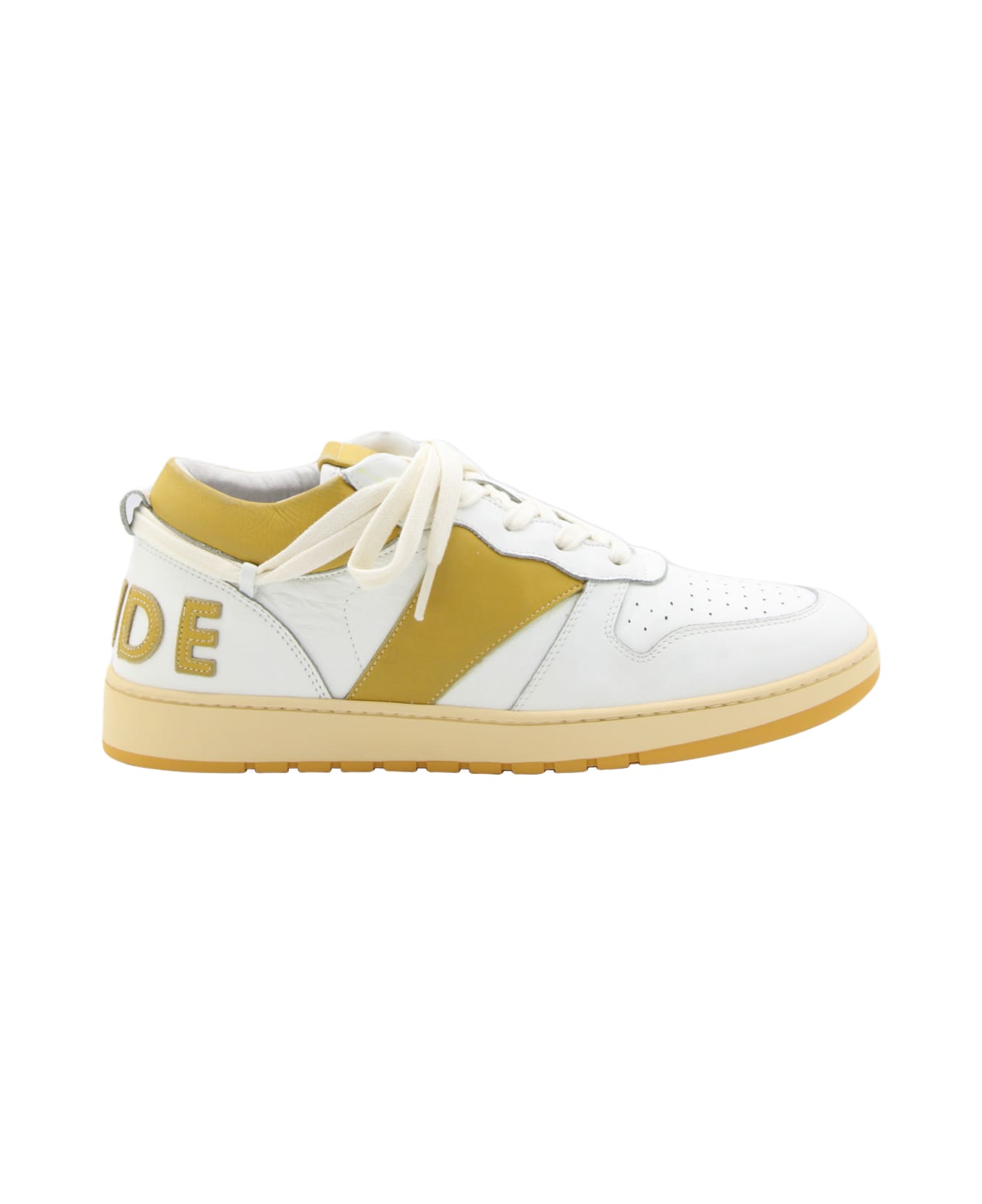 Rhude White And Mustard Leather Sneakers - WHITE/MUSTARD