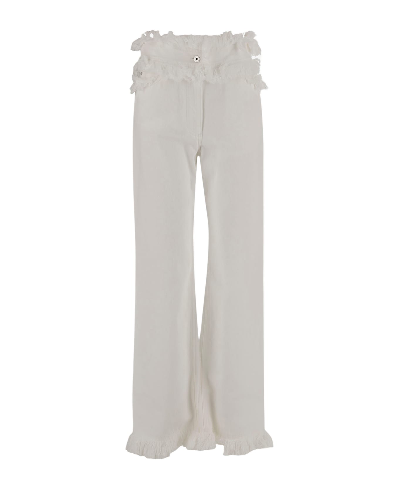 Ferragamo Frayed Cotton Trousers - White