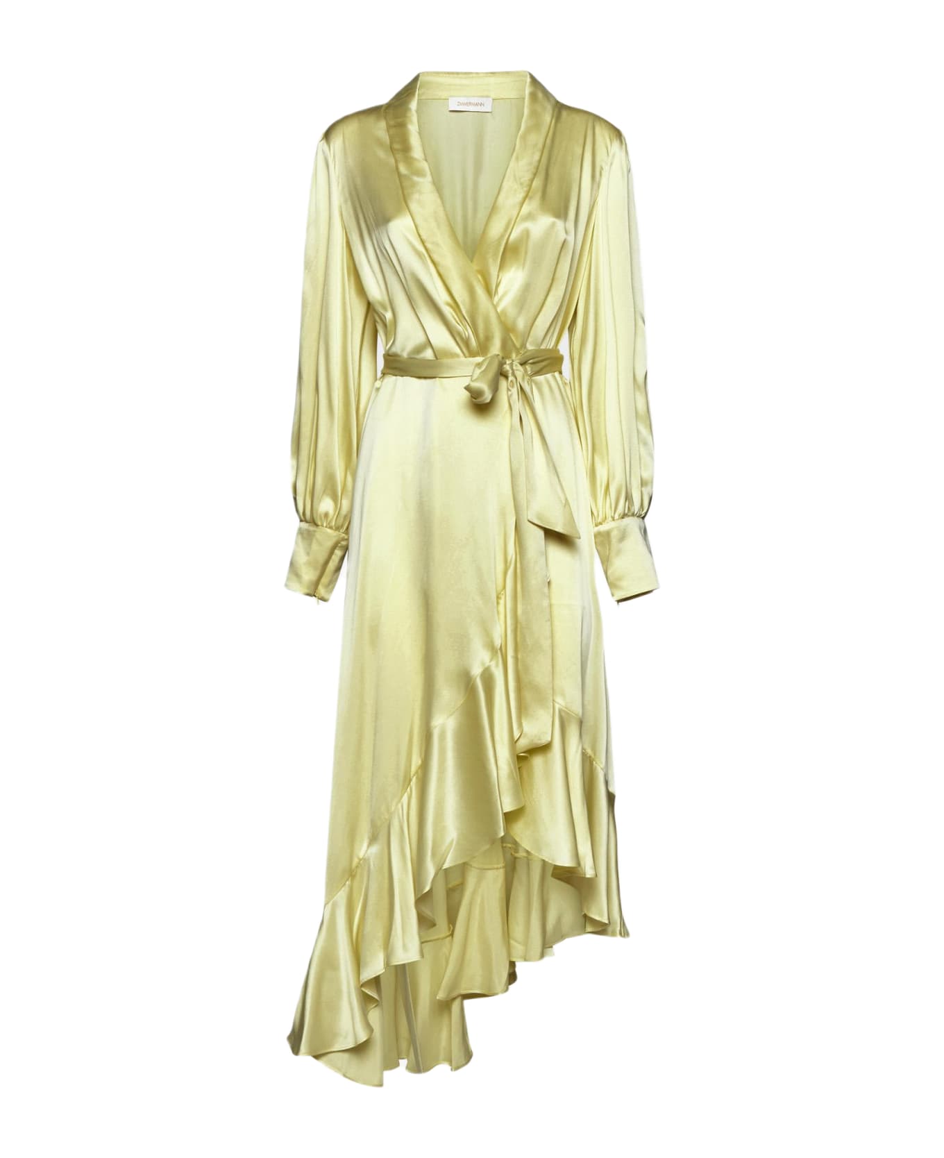 Zimmermann Silk Wrap Midi Dress - Yellow