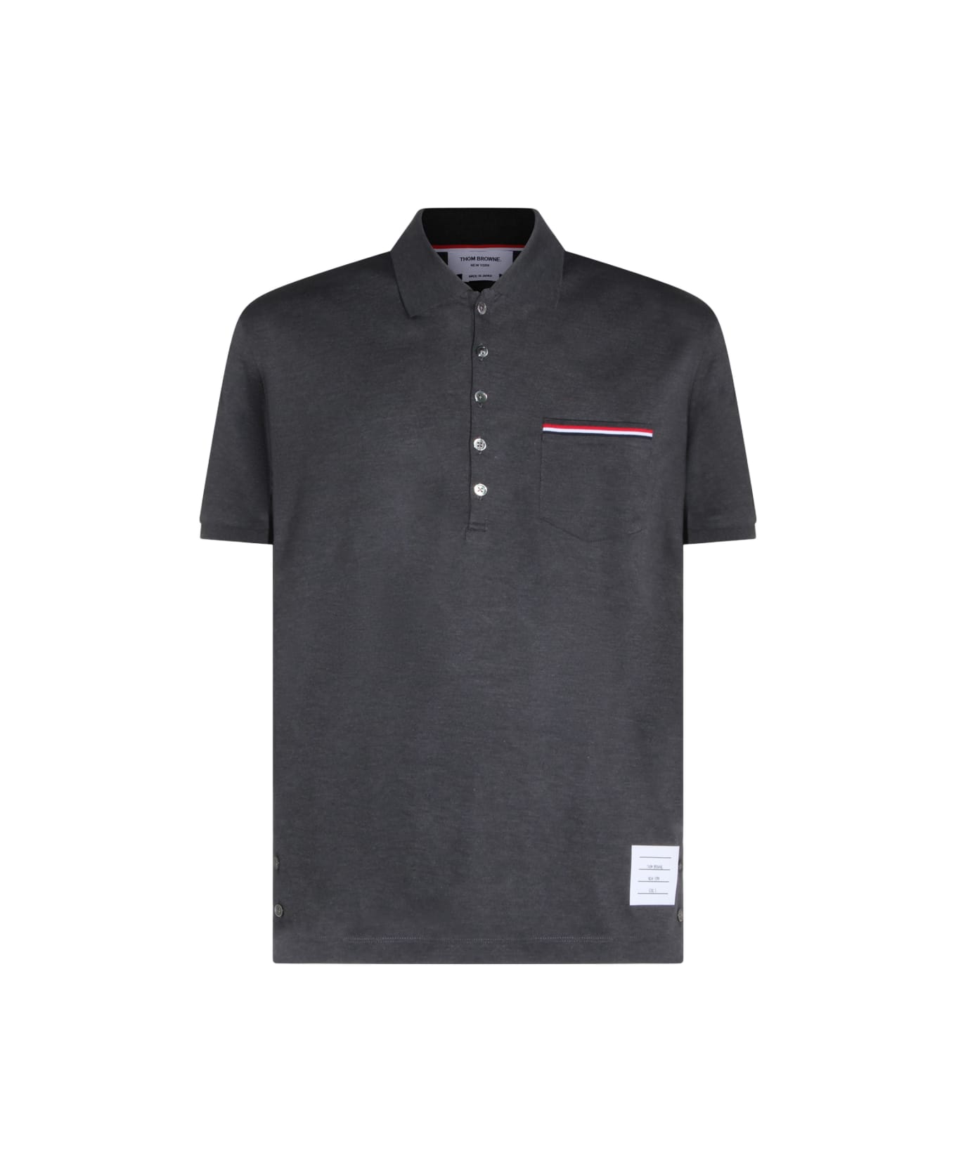 Thom Browne Darkgrey Cotton Polo Shirts - DARK	GREY