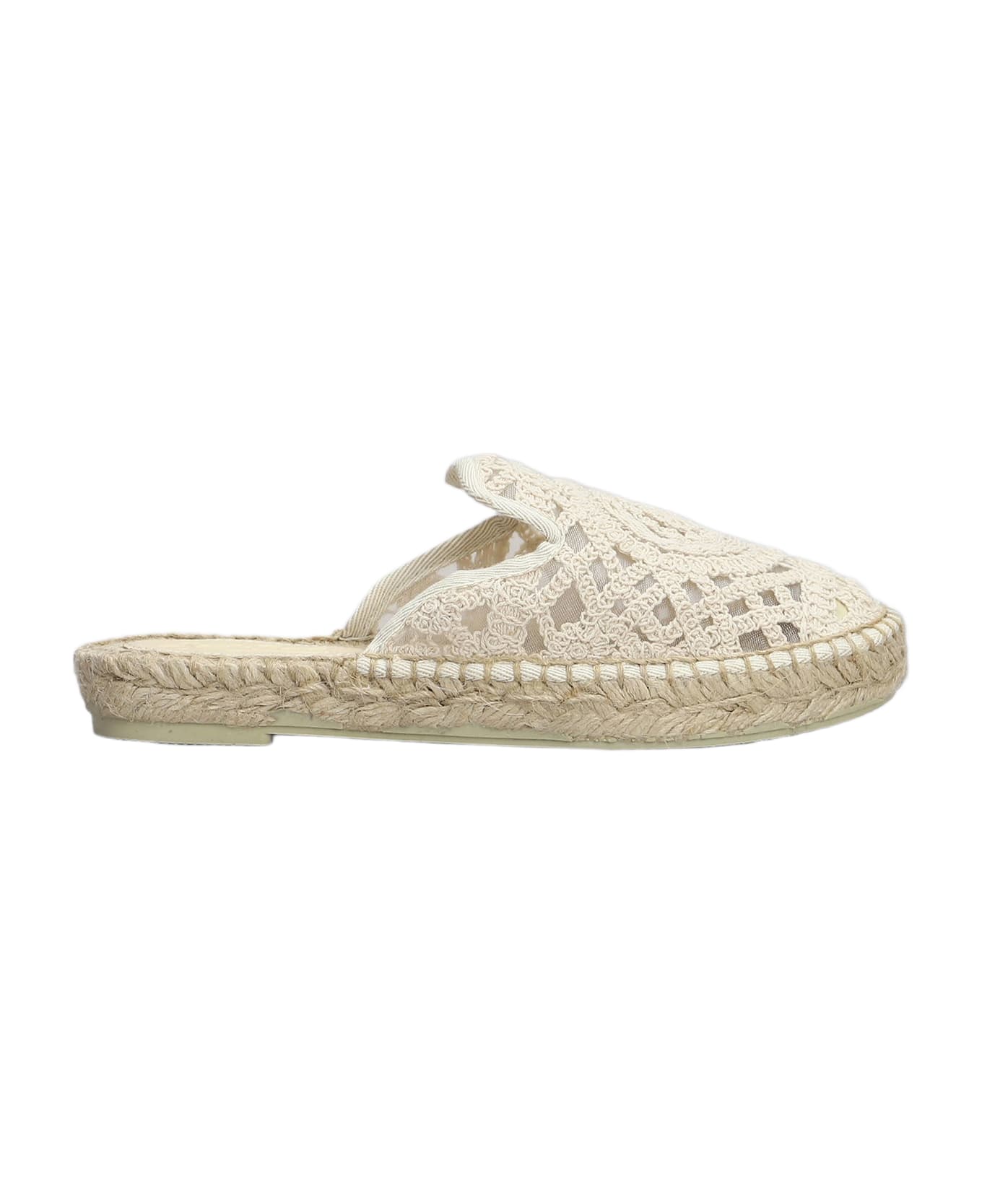MC2 Saint Barth Isa Macrame Slipper-mule In Beige Canvas - beige