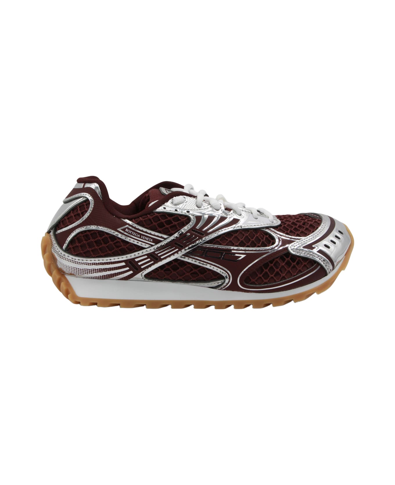 Bottega Veneta Burgundy And Silver Orbit Sneakers - BAROLO-SILVER