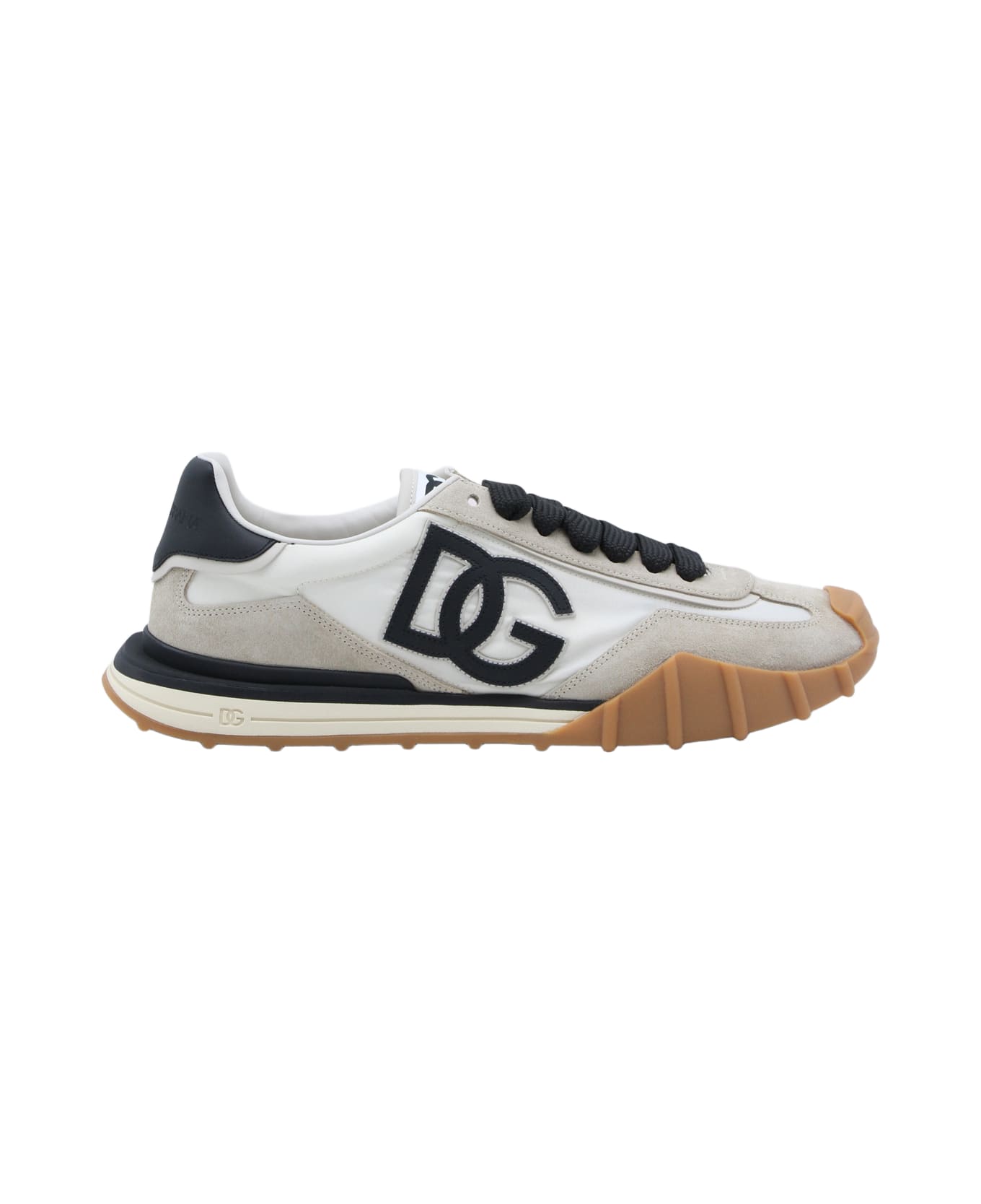 Dolce & Gabbana Ivory And Black Dg Leather Sneakers - White