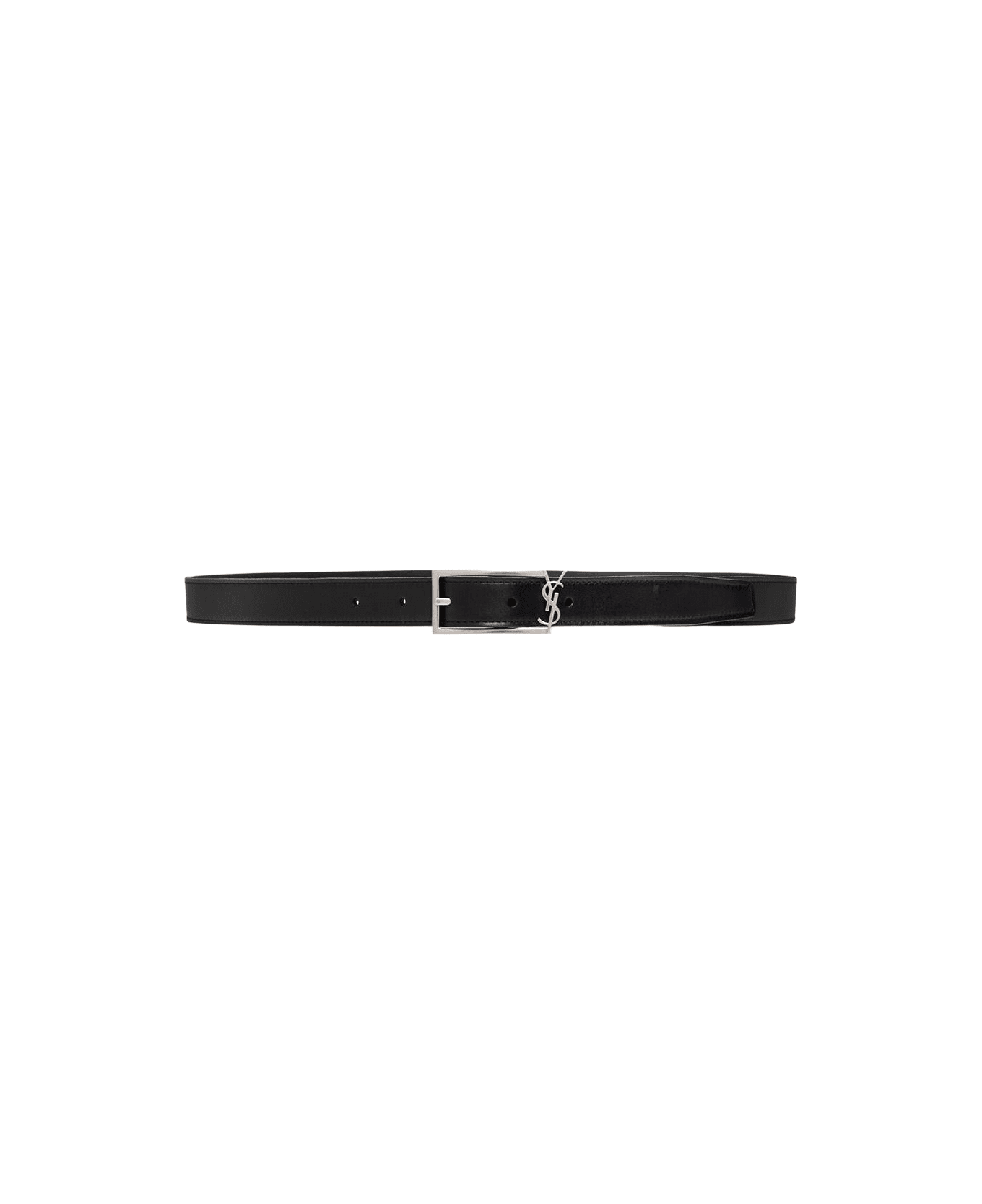 Saint Laurent Leather Belt With Logo - Black