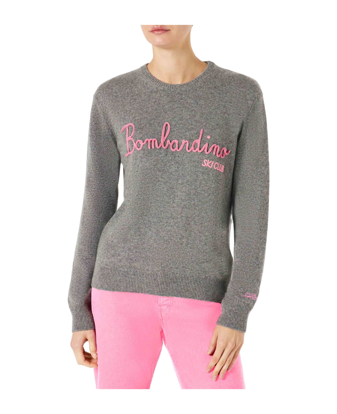 MC2 Saint Barth Woman Sweater With Bombardino Ski Club Embroidery - GREY