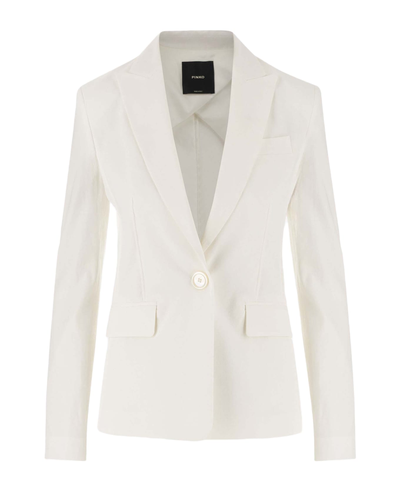 Pinko Linen And Viscose Blend Single-breasted Jacket - White ブレザー