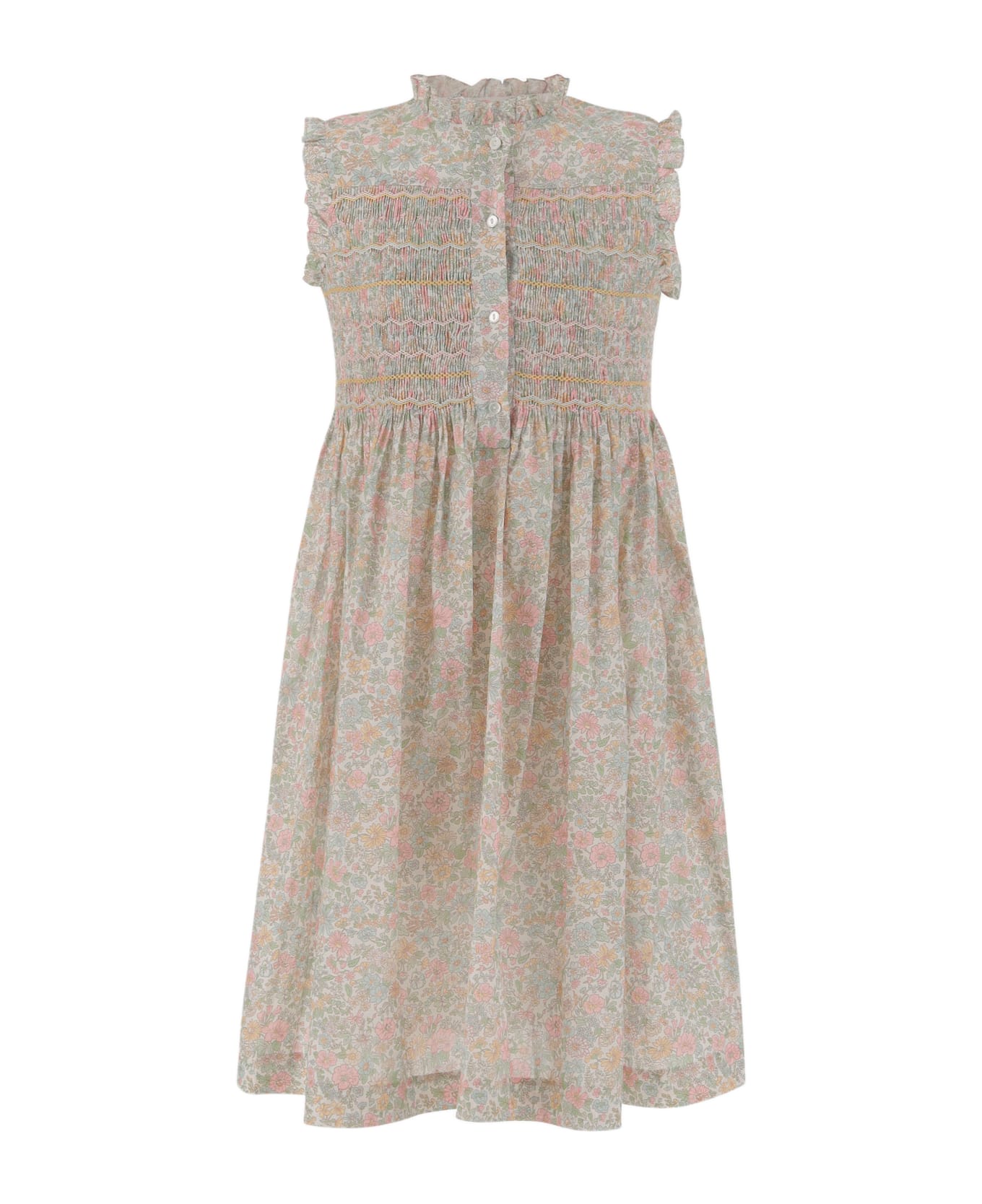 Bonpoint Cotton Dress With Floral Pattern - Red