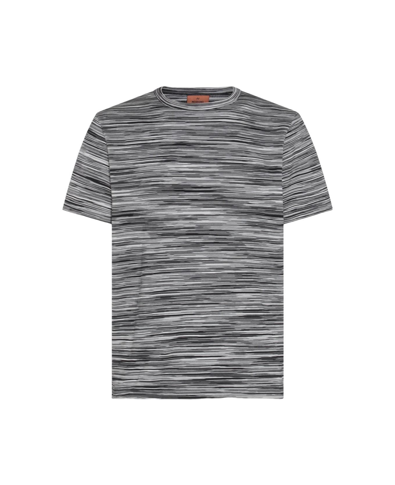 Missoni Multicolor Cotton T-shirt - SPACE DYED BLACK AND WHITE シャツ