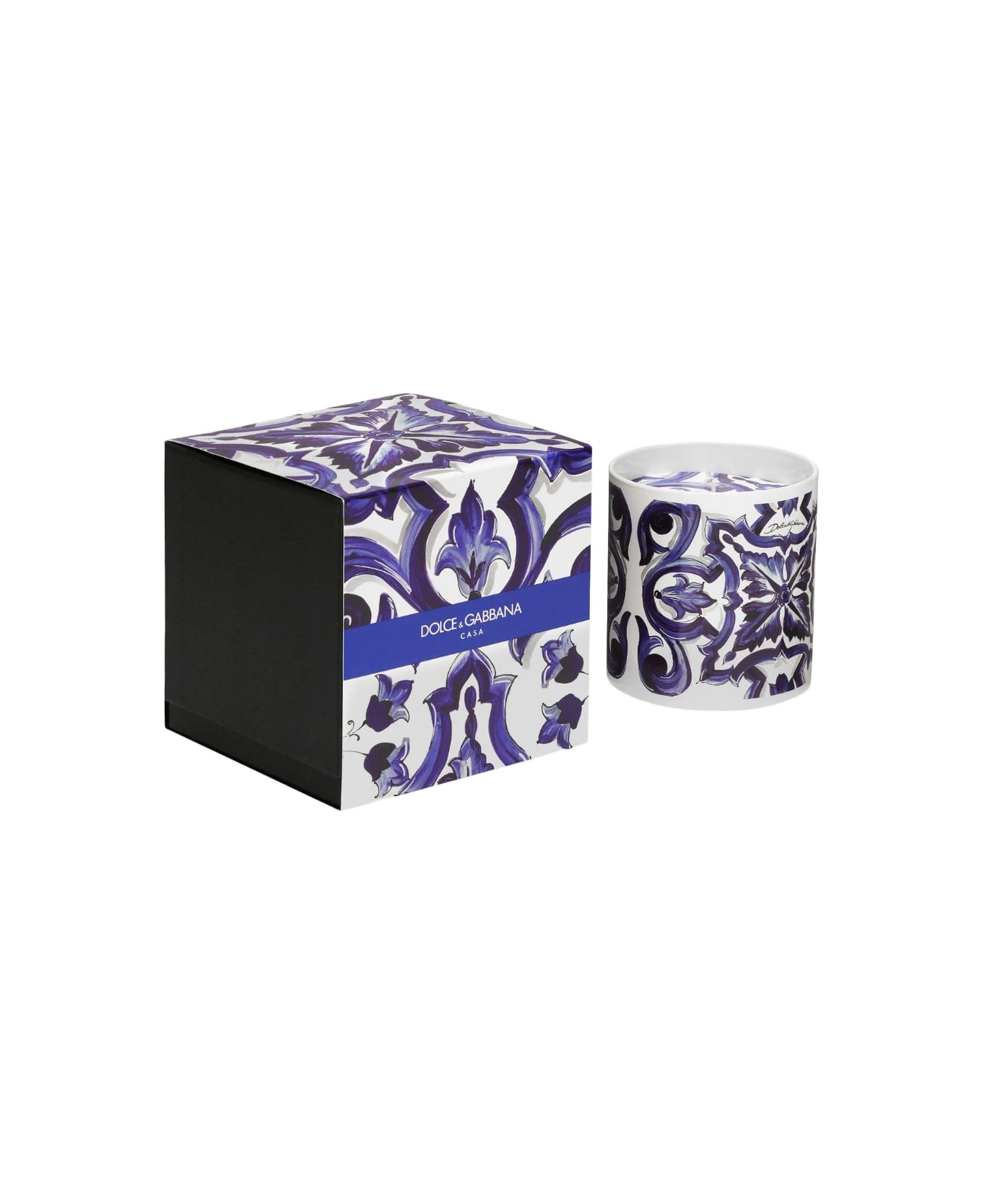 Dolce & Gabbana Sicilian Neroli And Lemon Scented Candle With Blue Mediterraneo Print Dolce & Gabbana - Blu