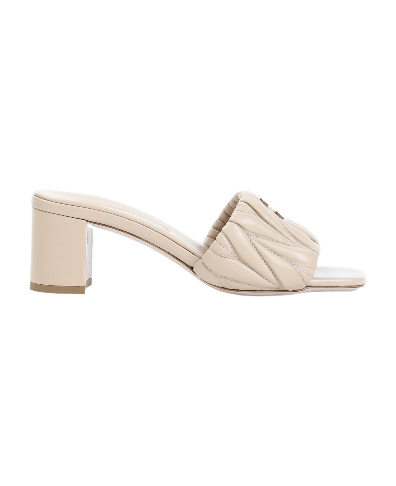 Miu Miu Nappa Lamb Leather Sandals - Sabbia