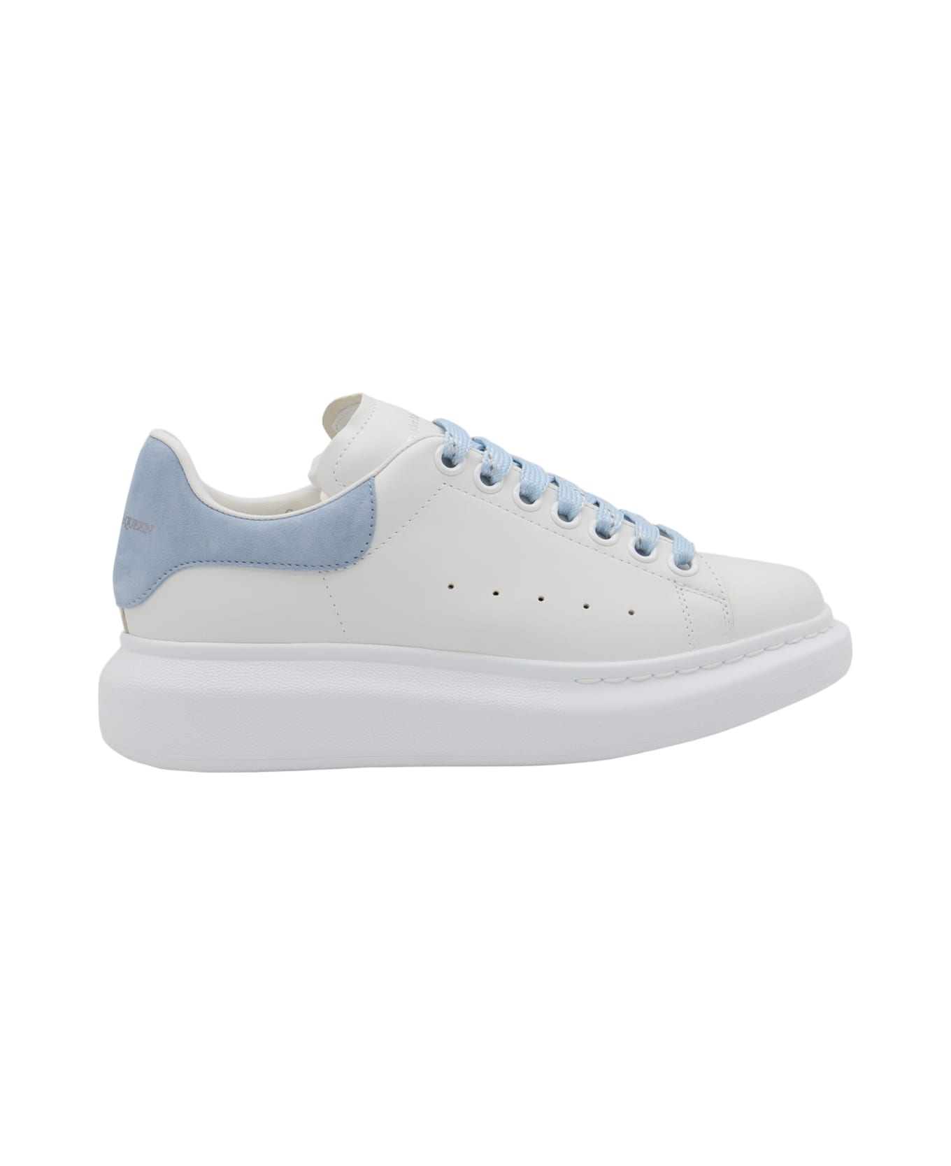 Alexander McQueen White And Light Blue Leather Sneakers - WHITE/POWEDER BLUE