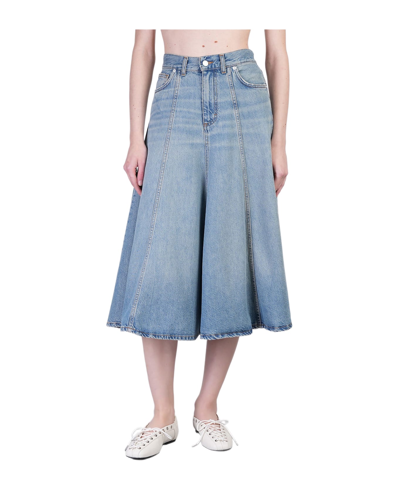 Haikure Mid Serenity Skirt In Blue Denim - blue
