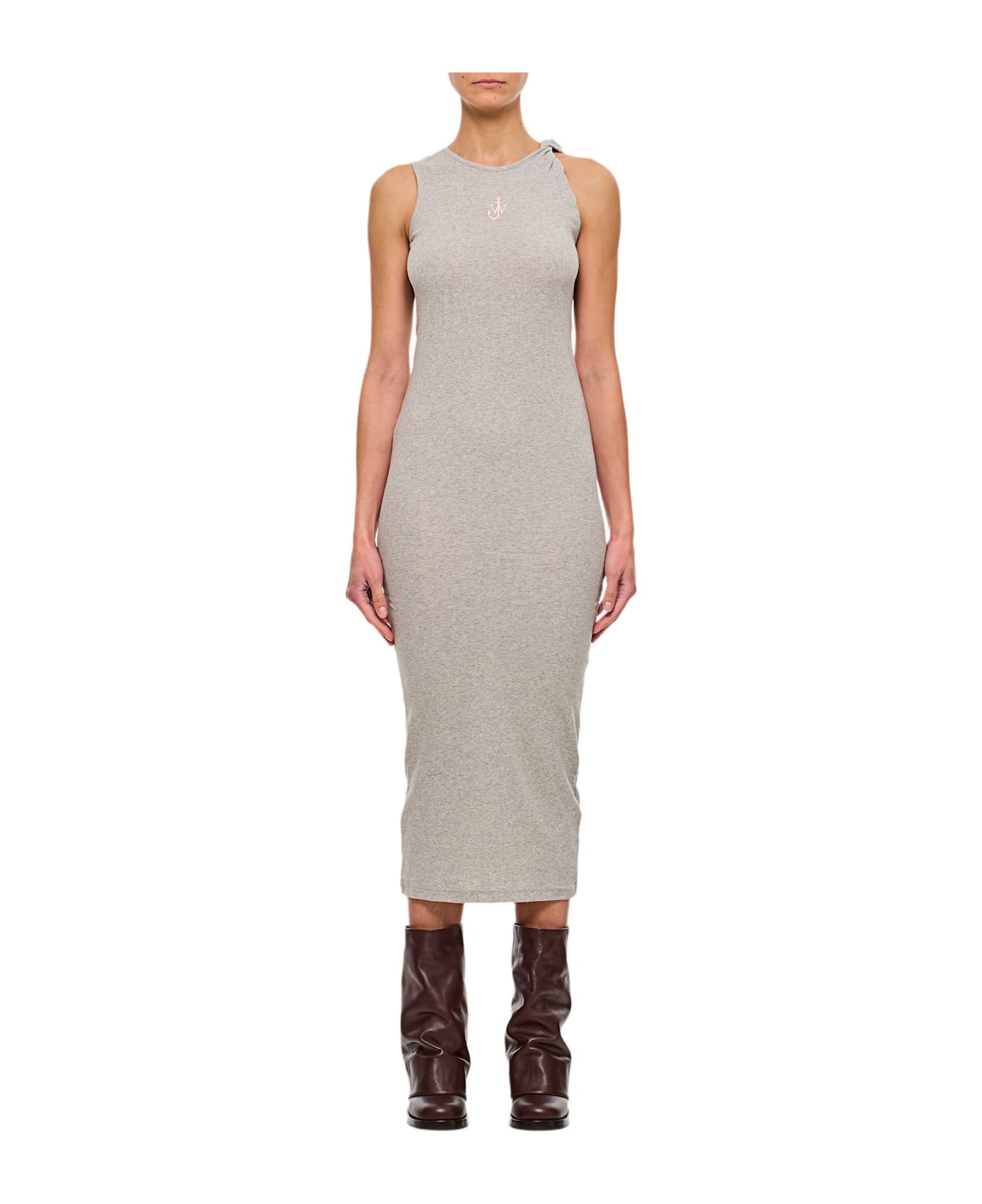 J.W. Anderson Anchor Embroidery Twisted Strap Dress - Grey