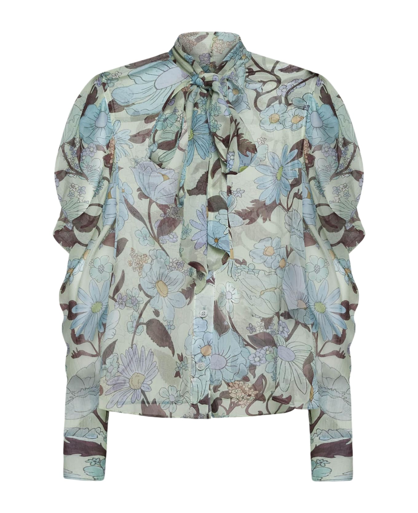Stella McCartney Floral Print Silk Shirt - Multicolor mint ブラウス