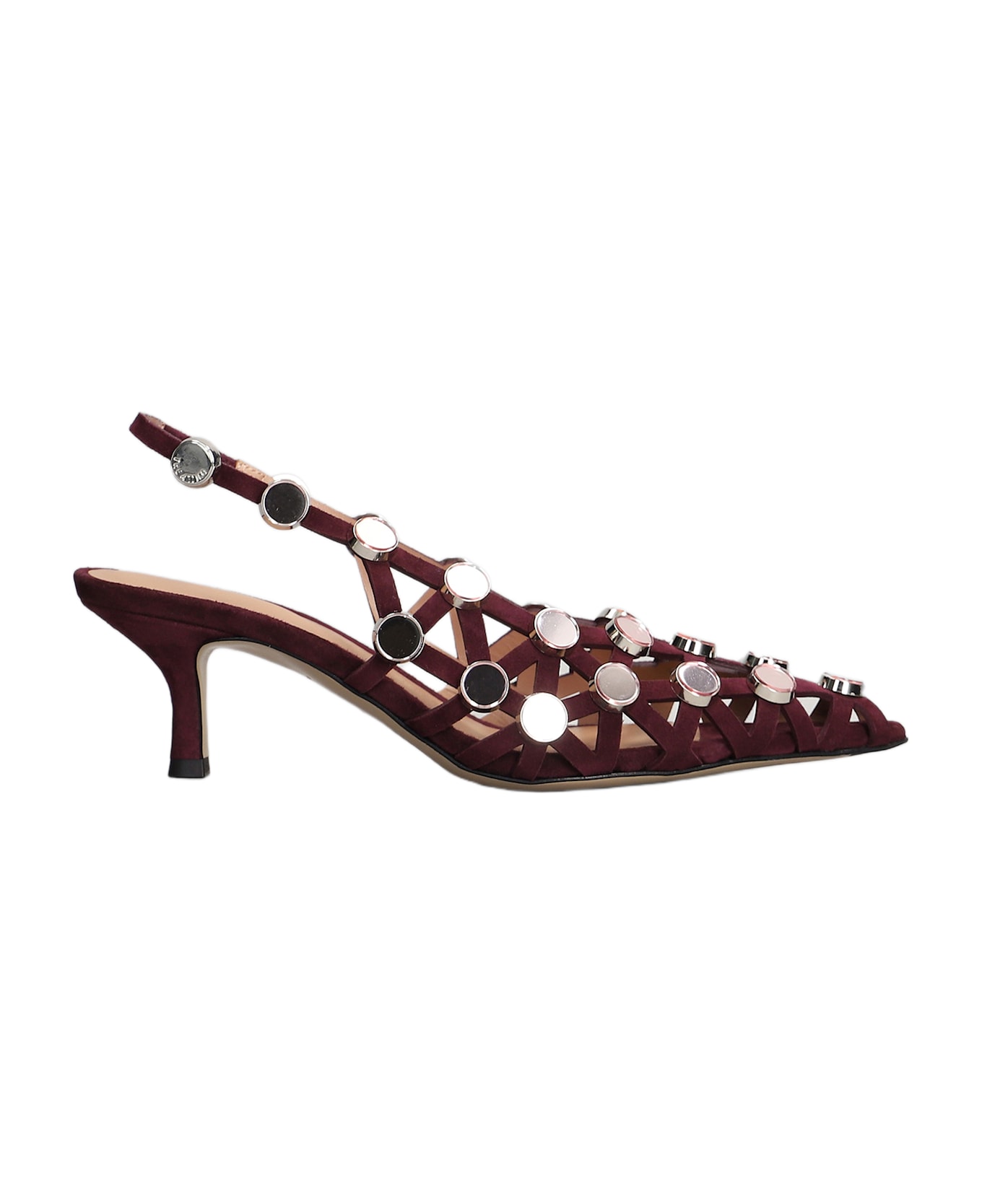 The Attico Grid Pumps In Bordeaux Suede - bordeaux