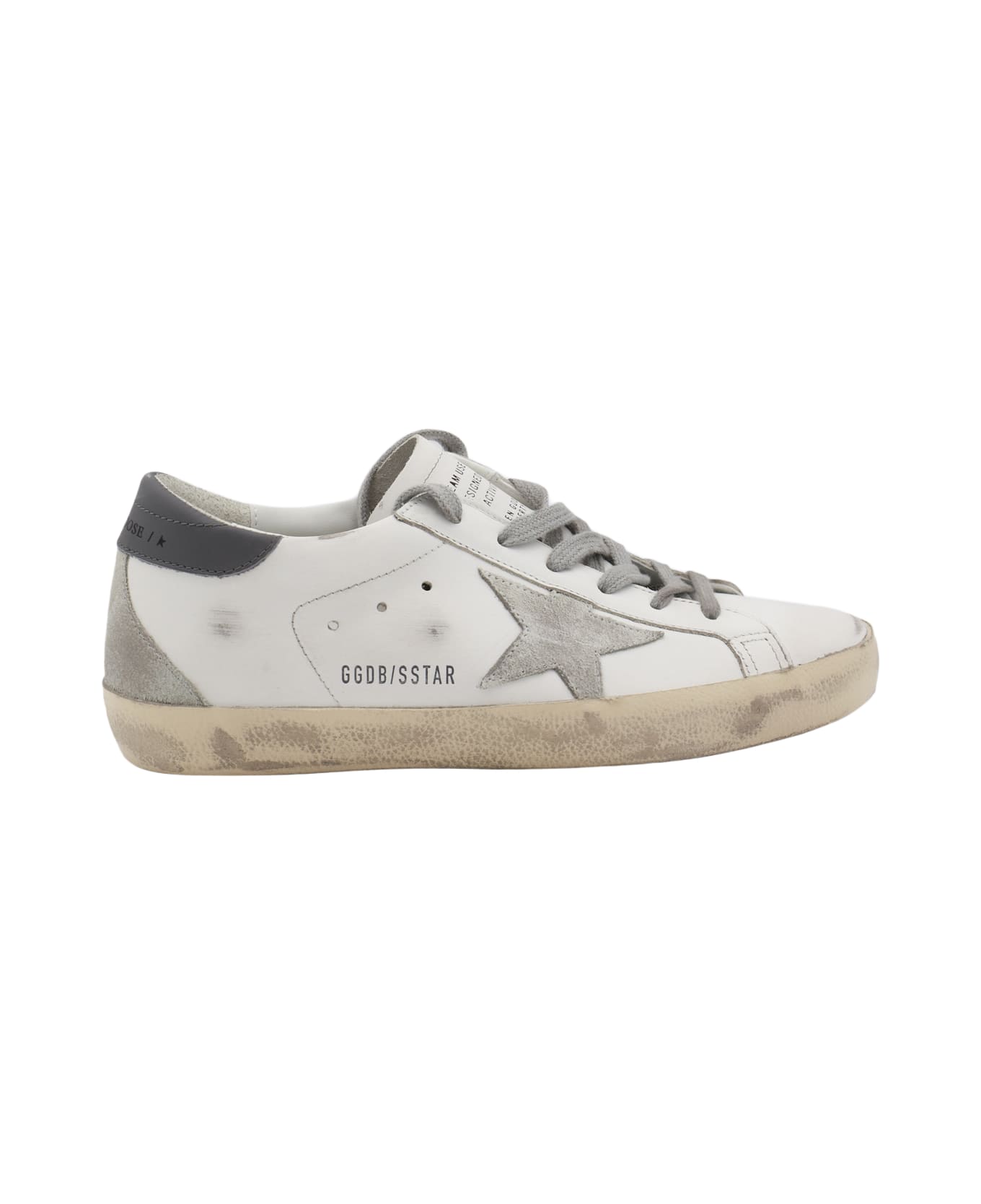 Golden Goose White And Grey Leather Super-star Sneakers - WHITE/ICE/DARK GRAY