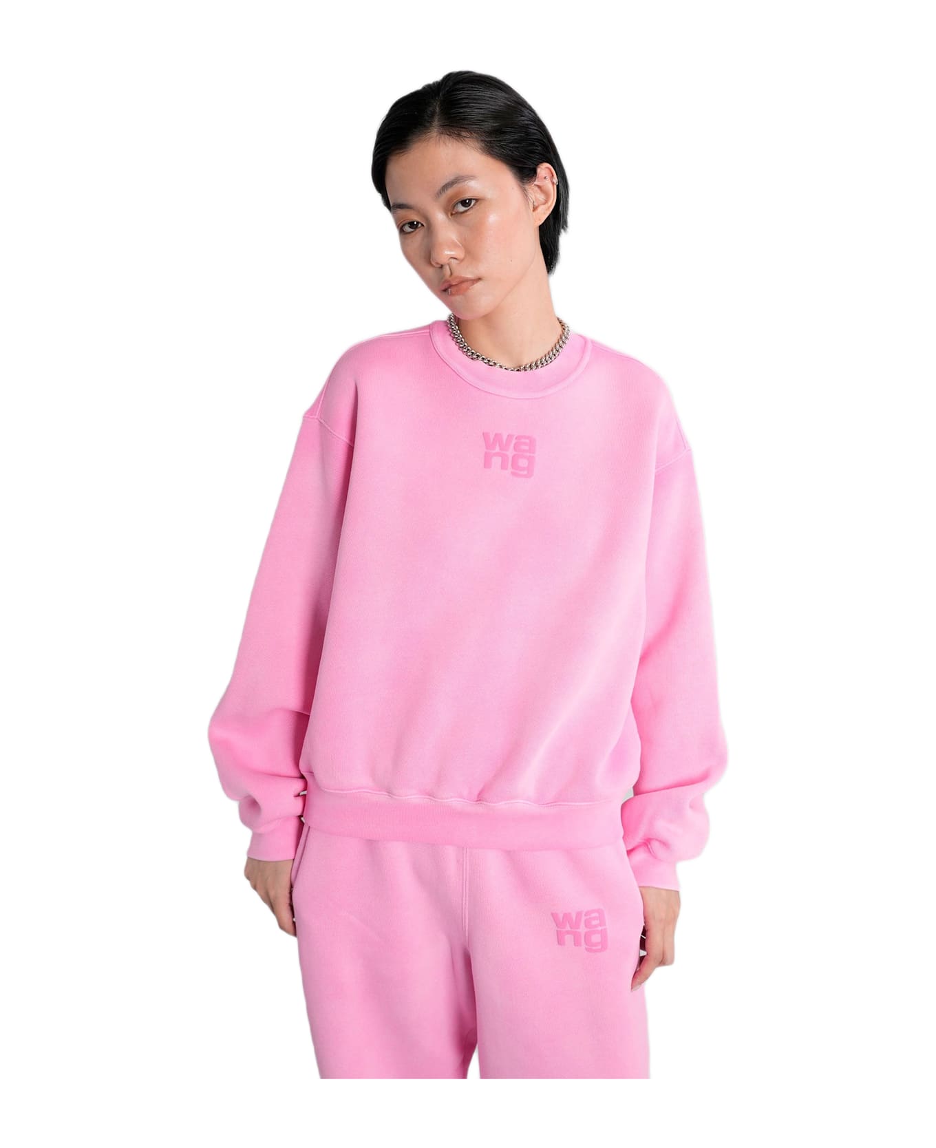 Alexander Wang Sweatshirt In Rose-pink Cotton - PINK