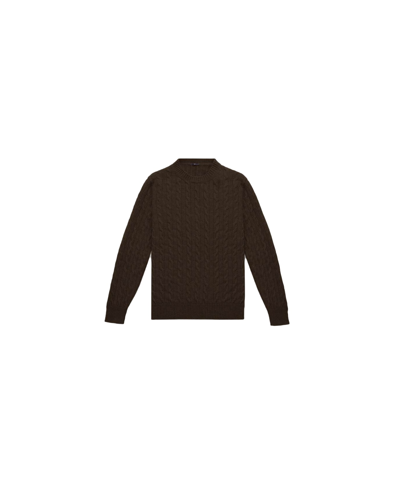 Larusmiani Cable Knit Sweater Col Du Pillon Sweater - DarkBrown