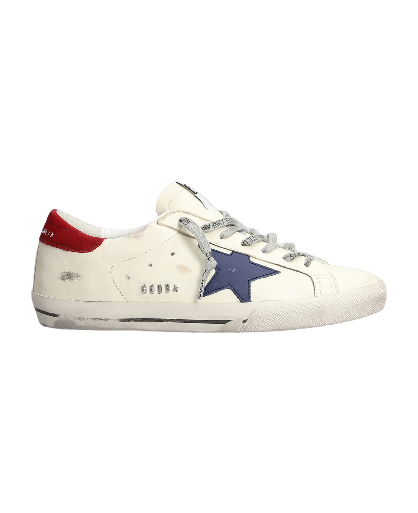 Golden Goose White Leather Snekaer - White/blue/red