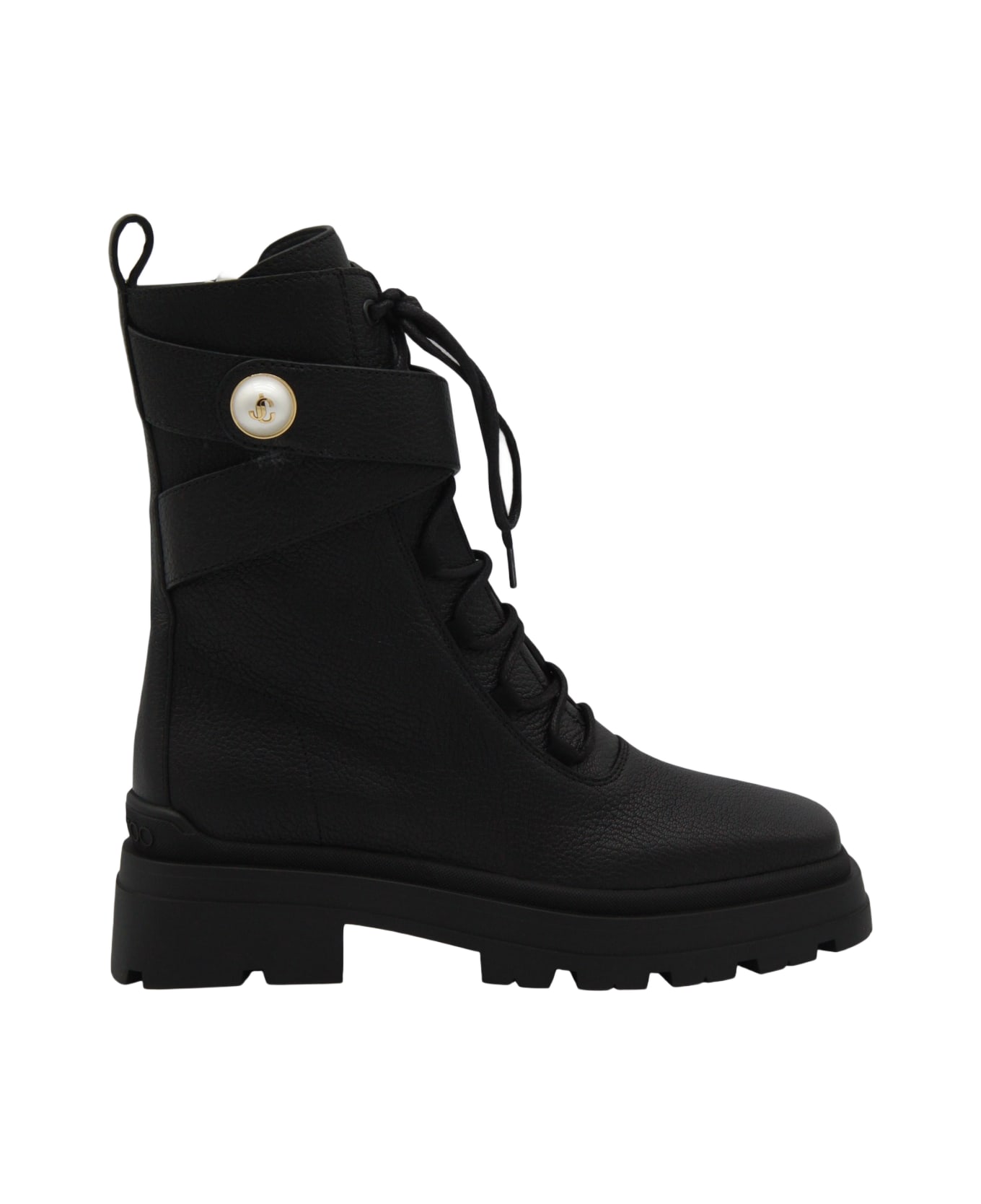 Jimmy Choo Black Leather Boots - Black