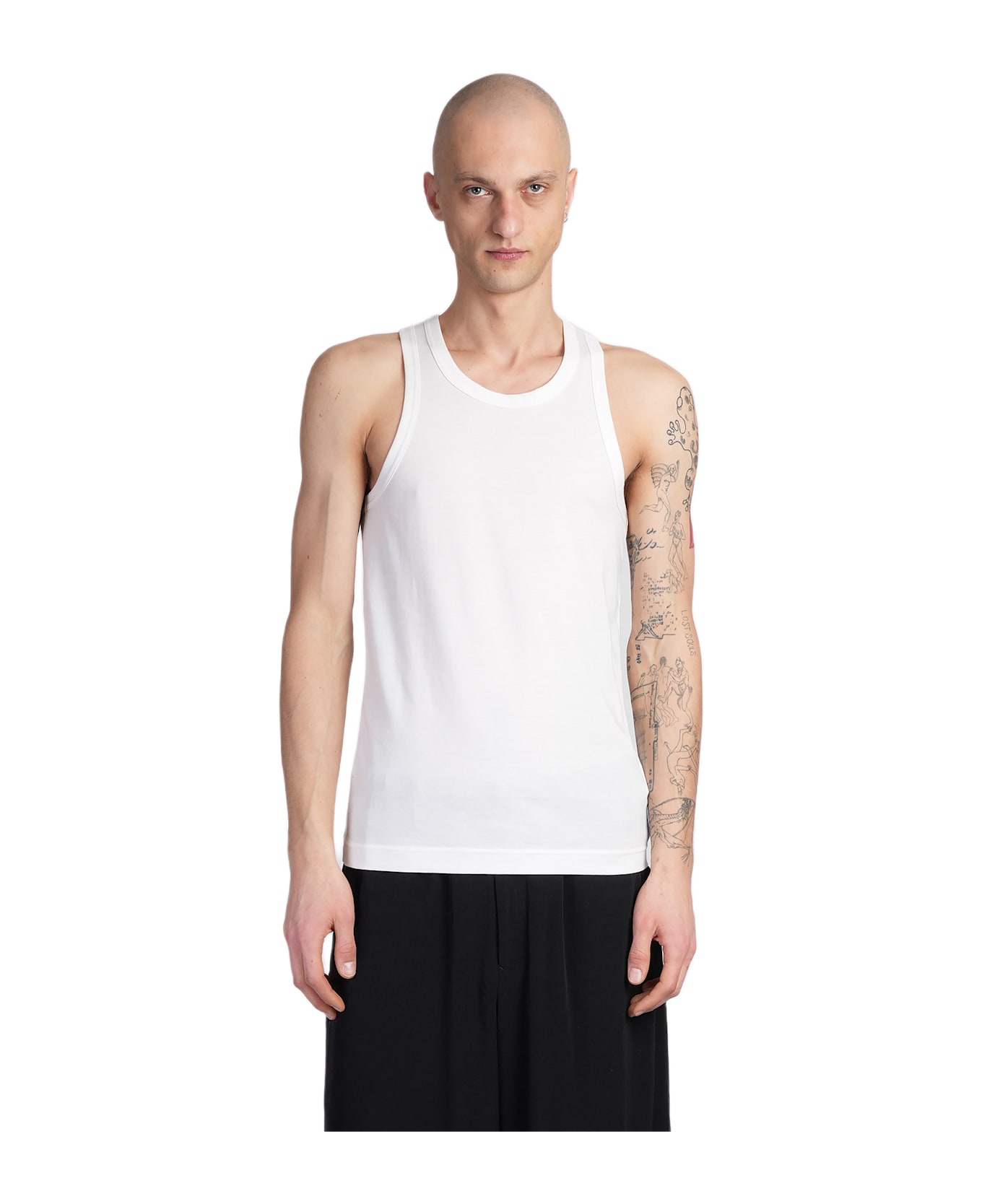 Yohji Yamamoto Tank Top In White Cotton - white